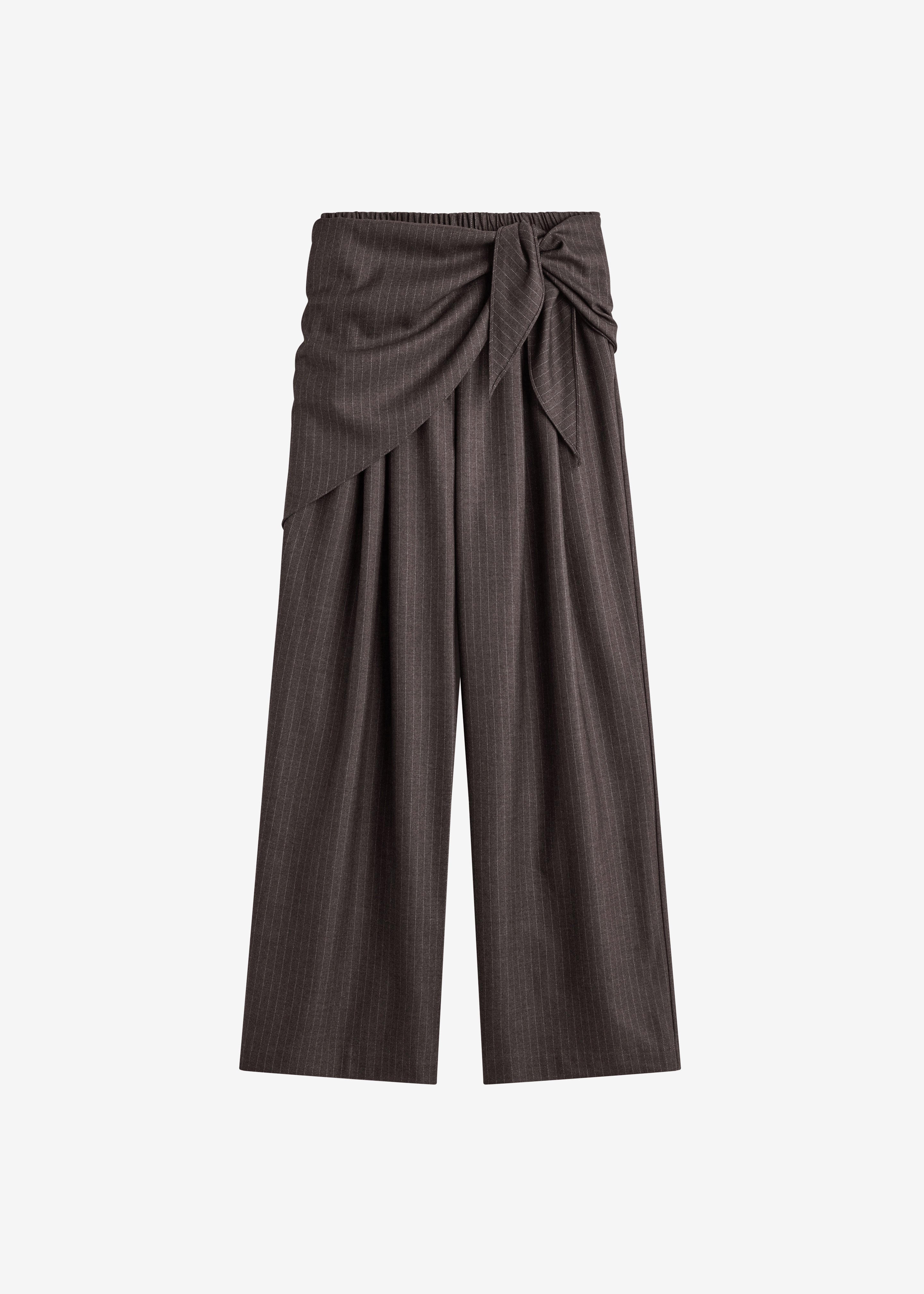 Rovigo Scarf Wrap Pants - Brown Stripe - 7