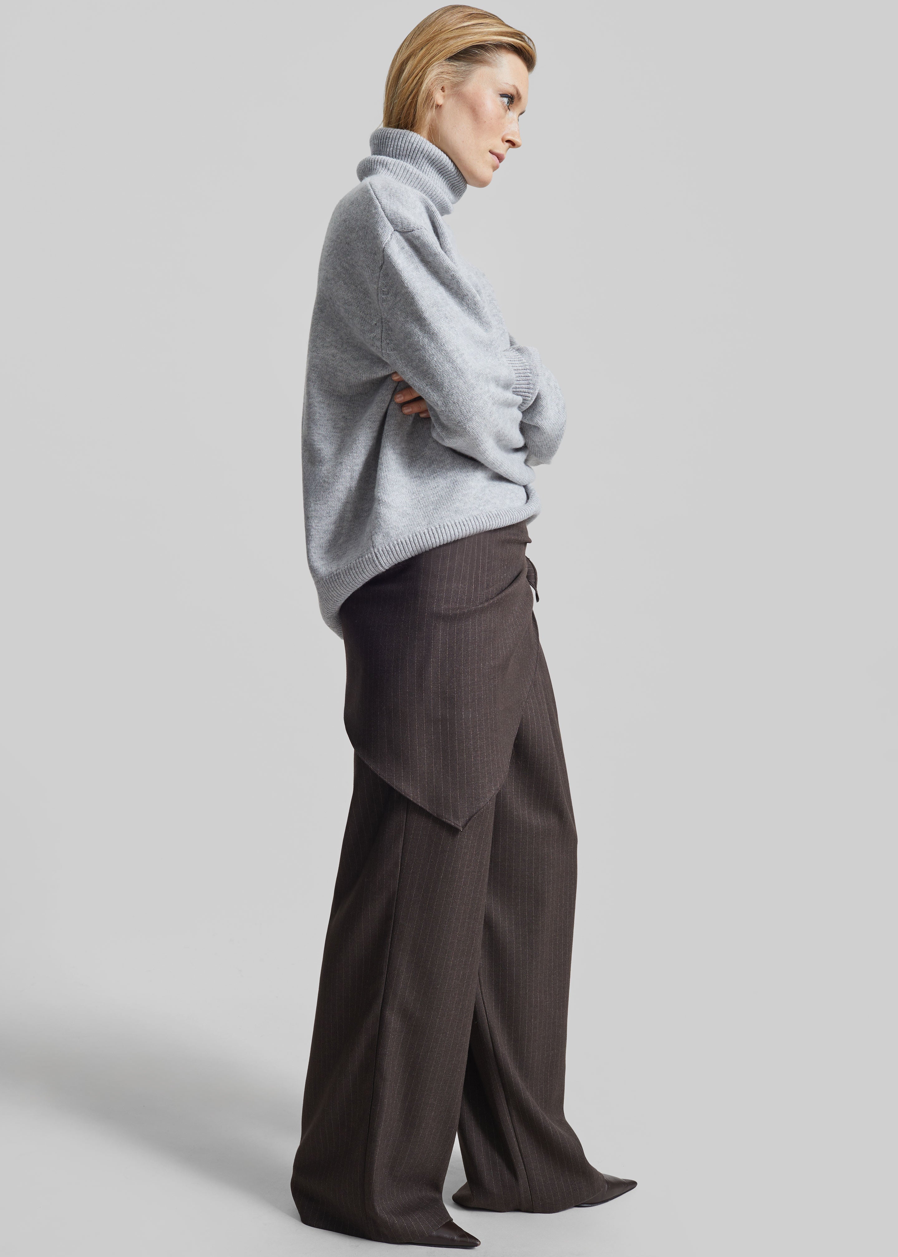 Rovigo Scarf Wrap Pants - Brown Stripe - 4