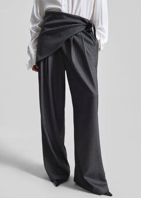 Rovigo Scarf Wrap Pants - Grey Stripe