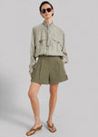 Rozane Pleated Cuff Shorts - Olive