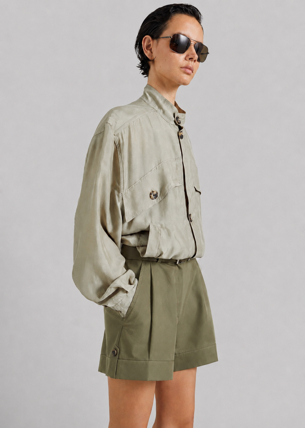 Rozane Adjustable Cuff Shorts - Olive - 4