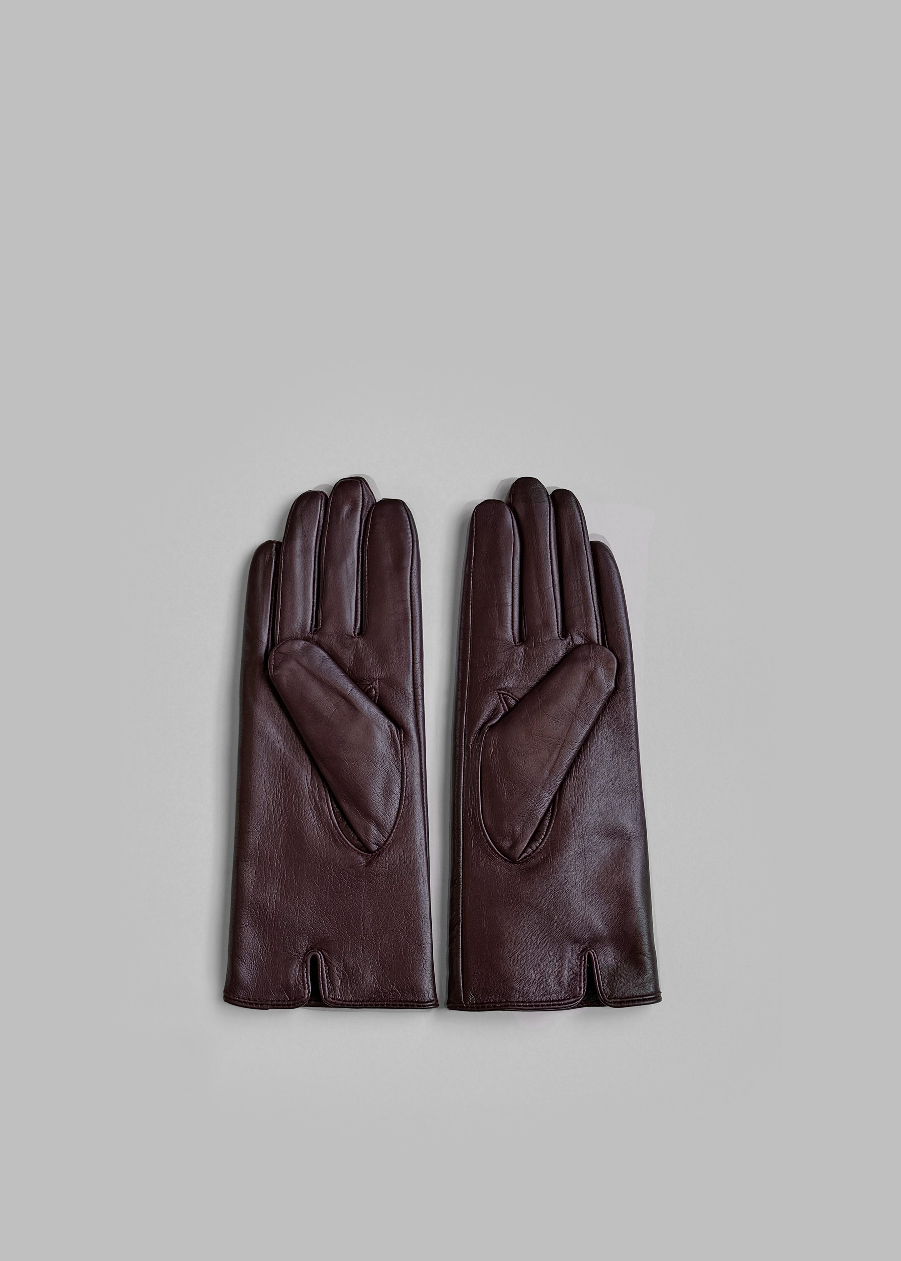 Ruby Leather Gloves - Burgundy - 4