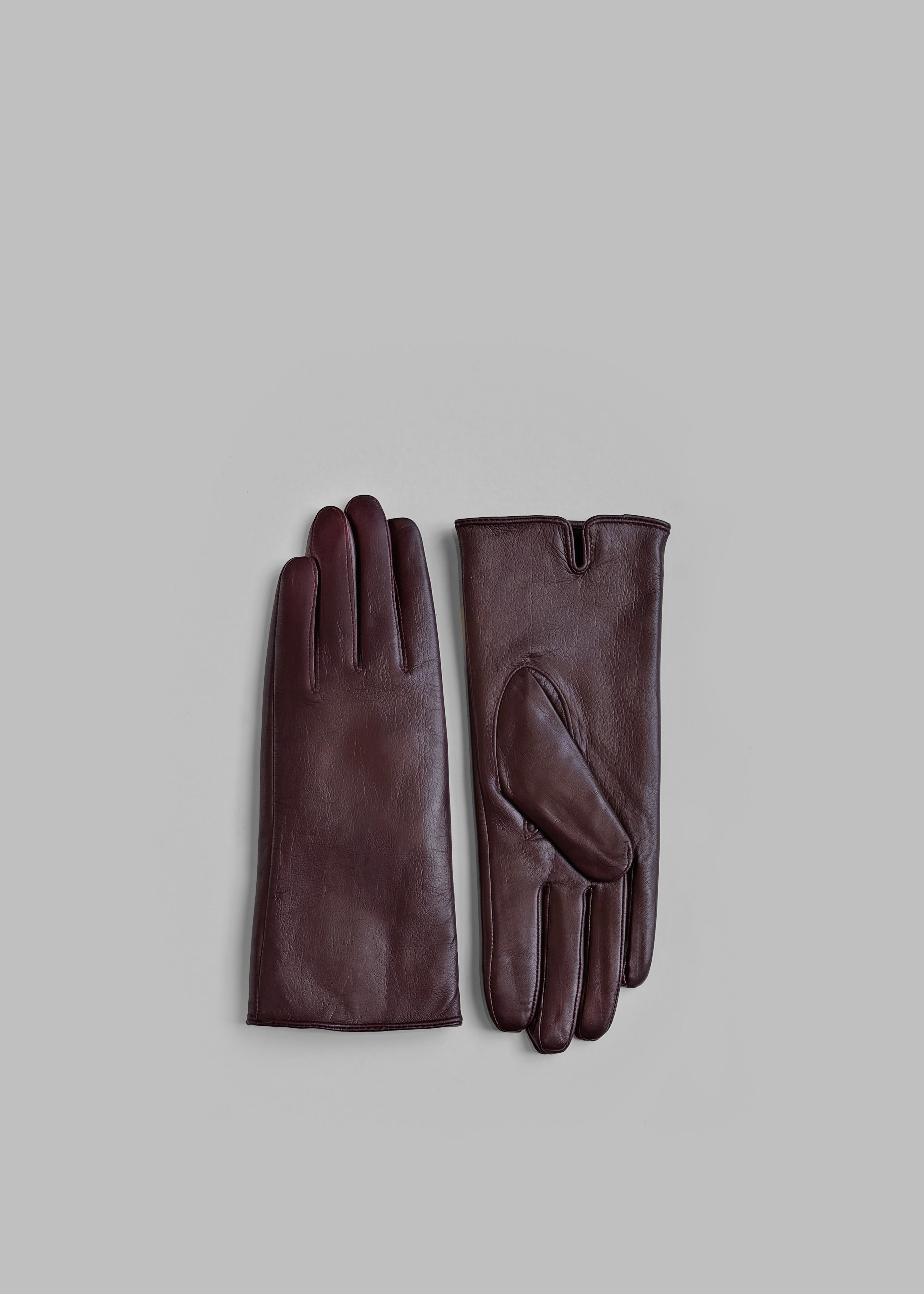 Ruby Leather Gloves - Burgundy - 3