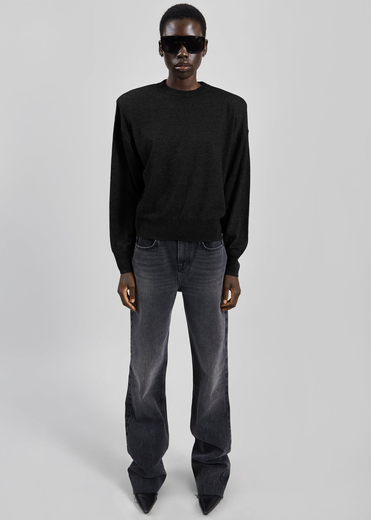 Rue Padded High Neck Sweater - Black - 2