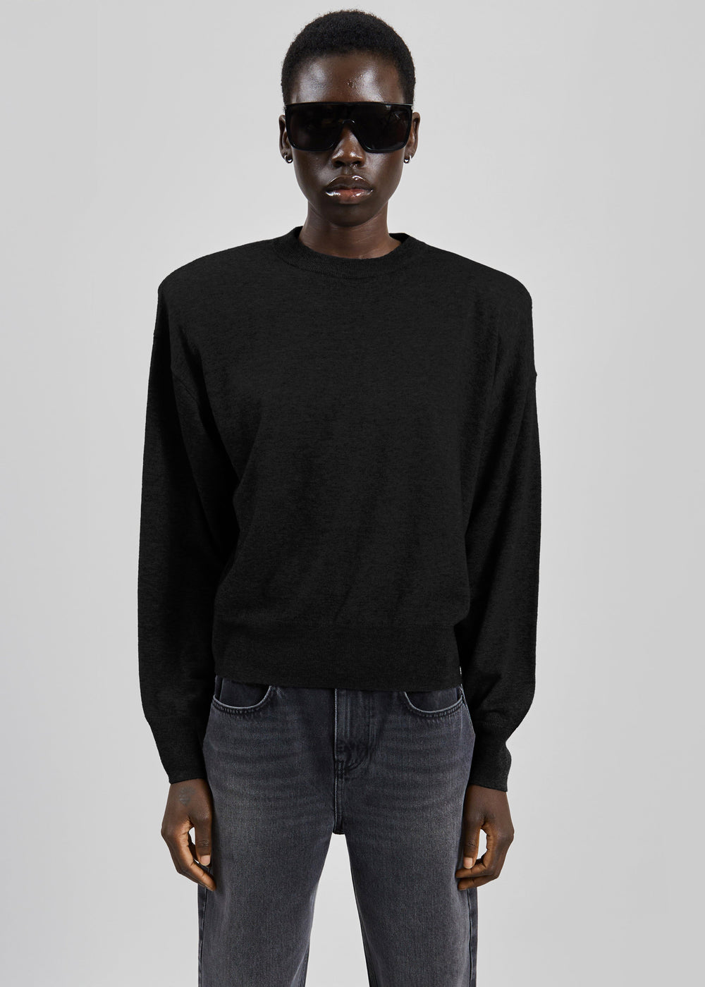 Rue Padded High Neck Sweater - Black