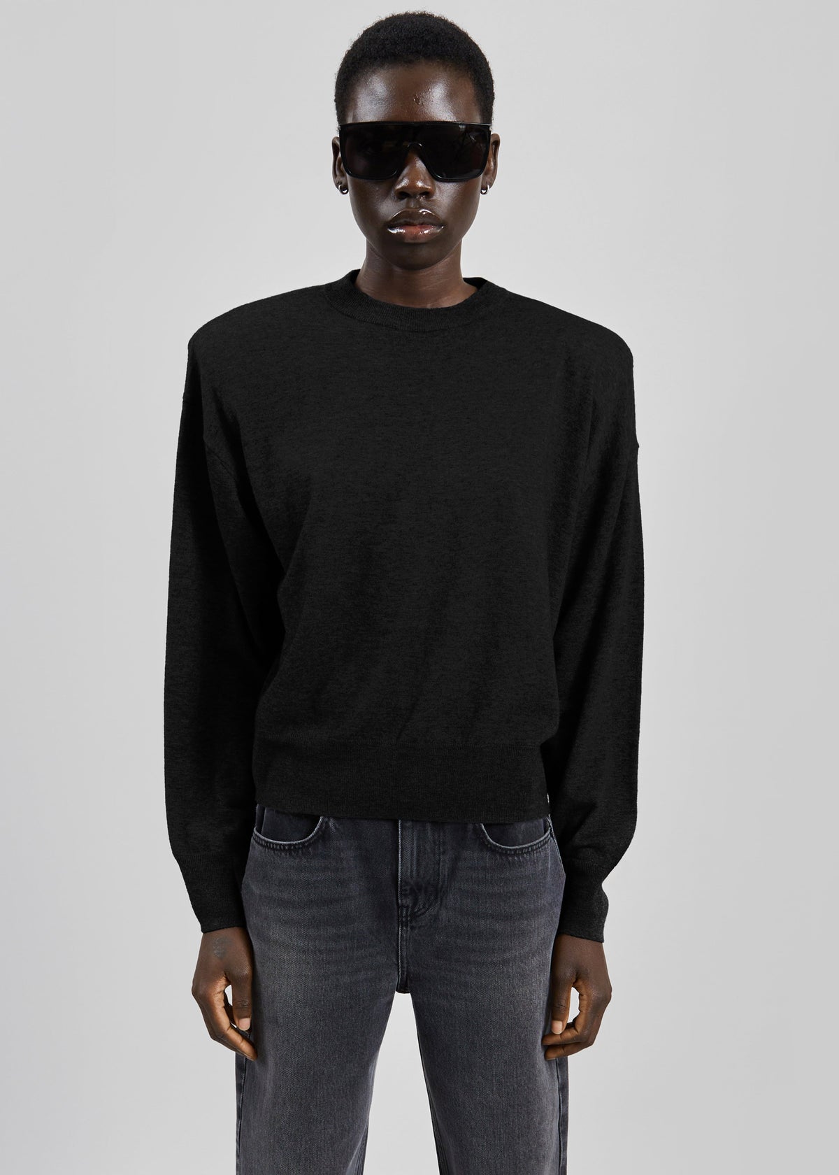 Rue Padded High Neck Sweater - Black - 1