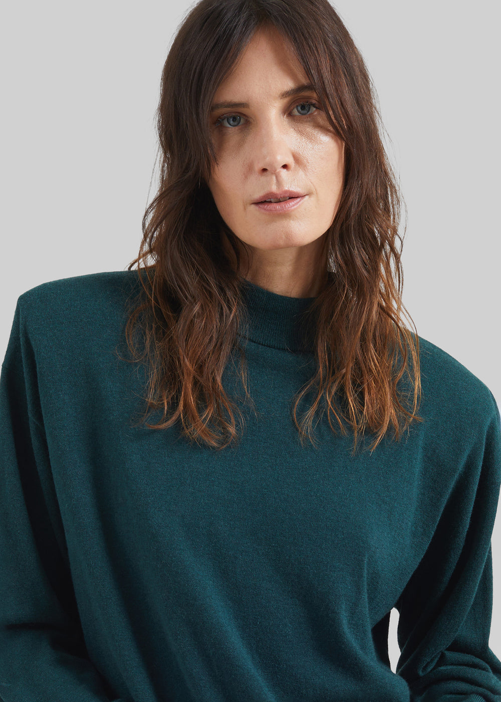 Rue Padded High Neck Sweater - Bottle Green - 1