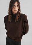 Rue Padded High Neck Sweater - Brown