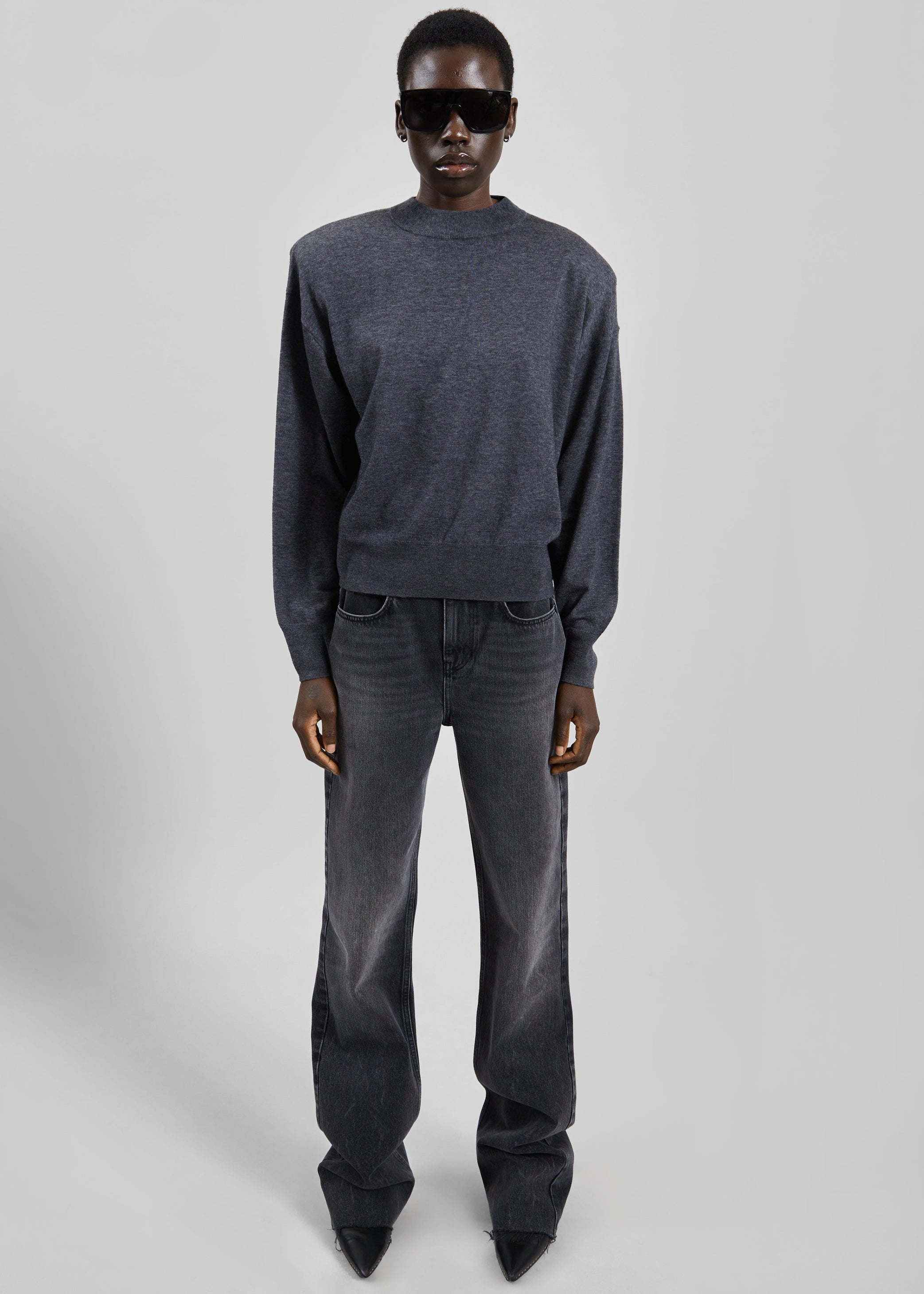 Shop the look image for Rue Padded High Neck Sweater - Dark Grey