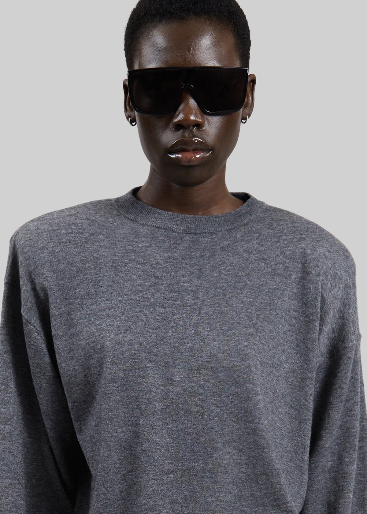 Rue Padded High Neck Sweater - Dark Grey