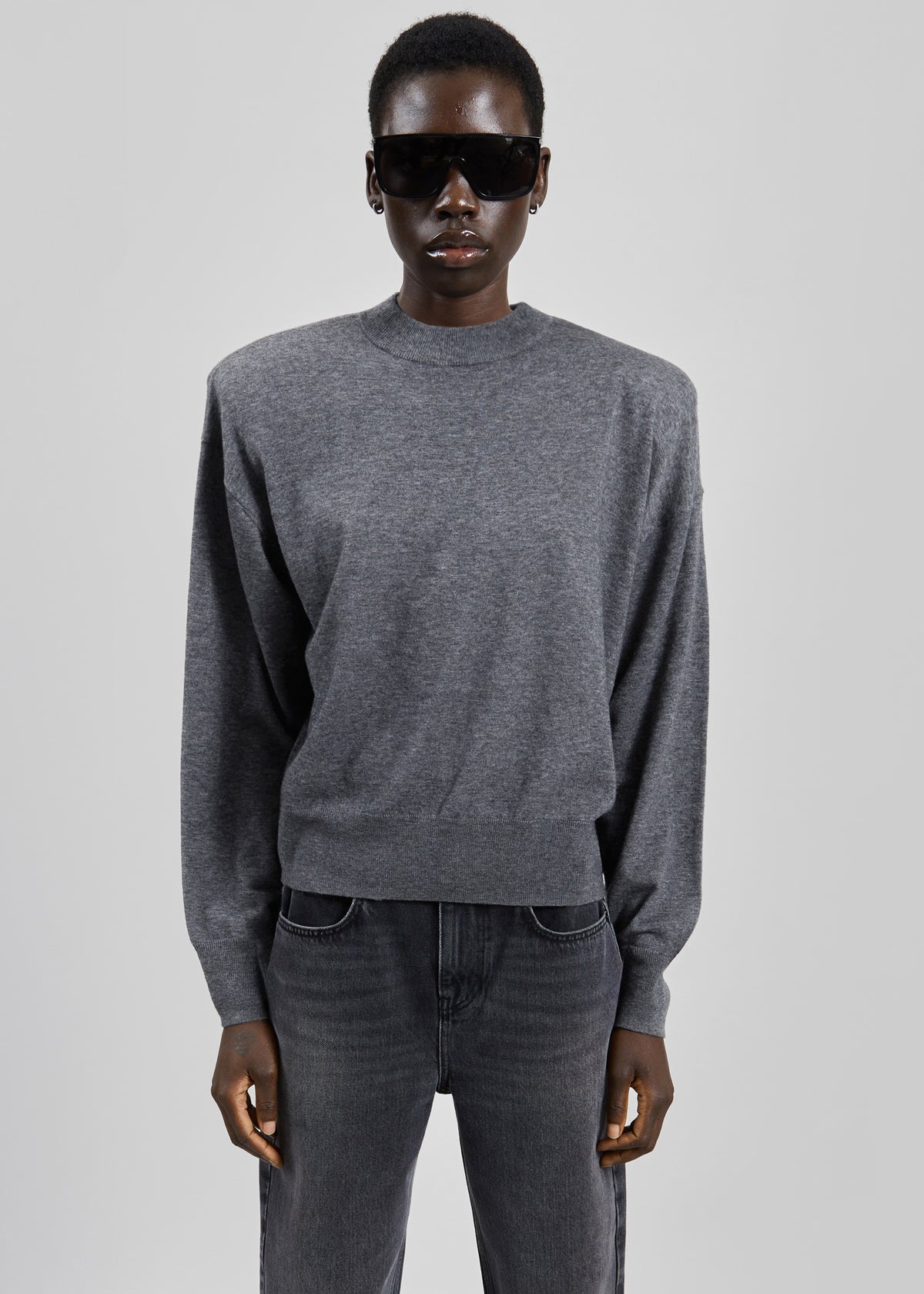 Shop the look image for Rue Padded High Neck Sweater - Dark Grey