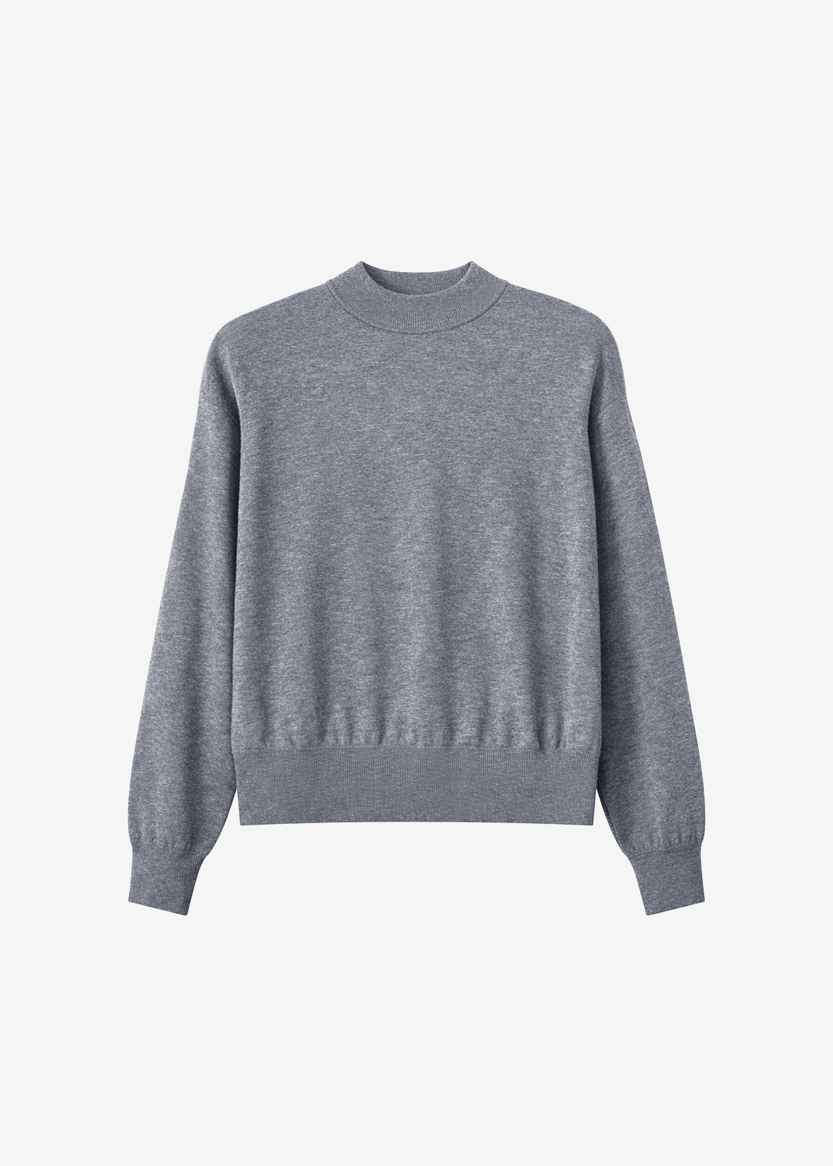 Rue Padded High Neck Sweater - Grey Melange - 6