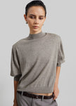 Rue Padded High Neck Sweater - Taupe Melange