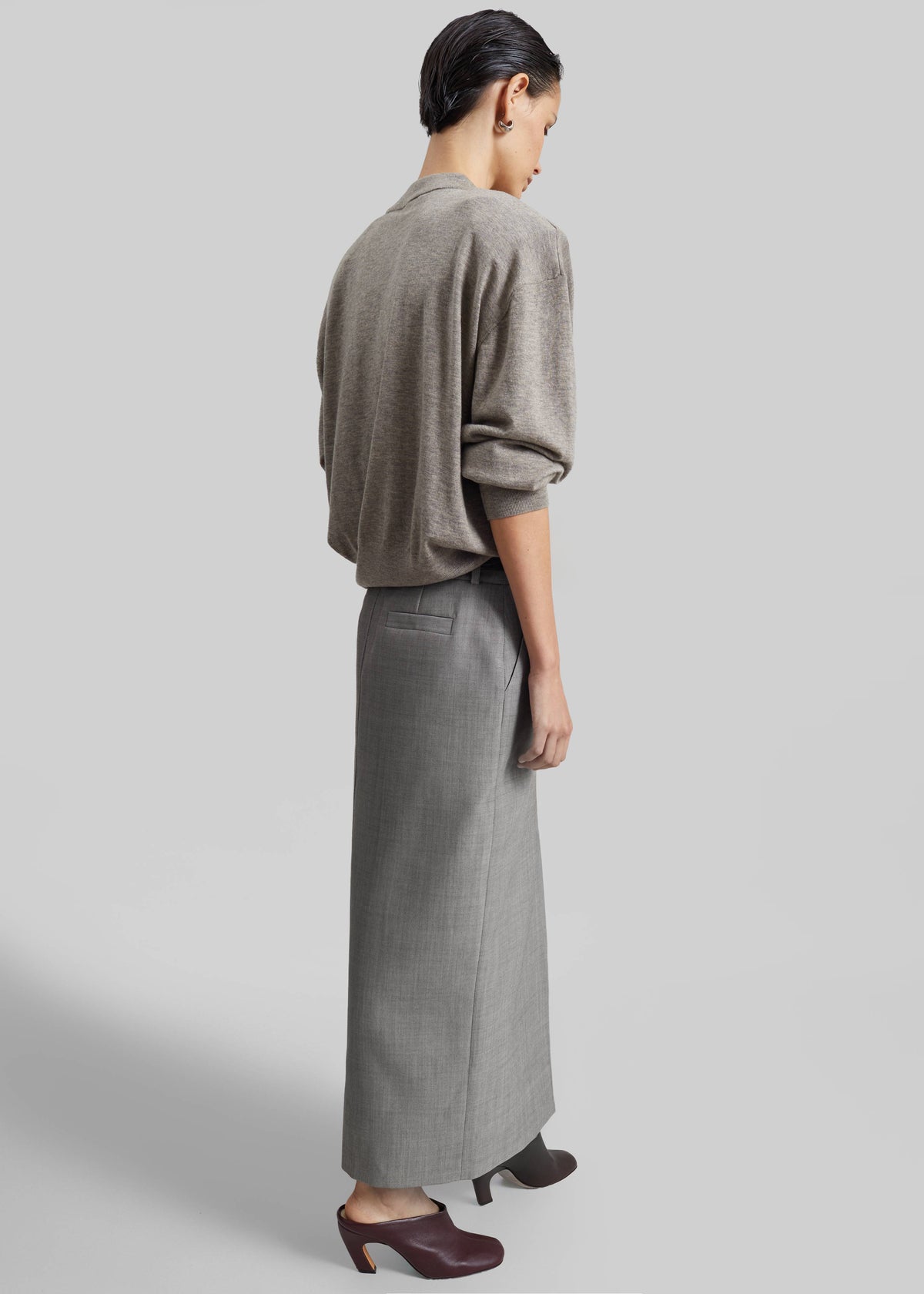 Rue Padded High Neck Sweater - Taupe Melange