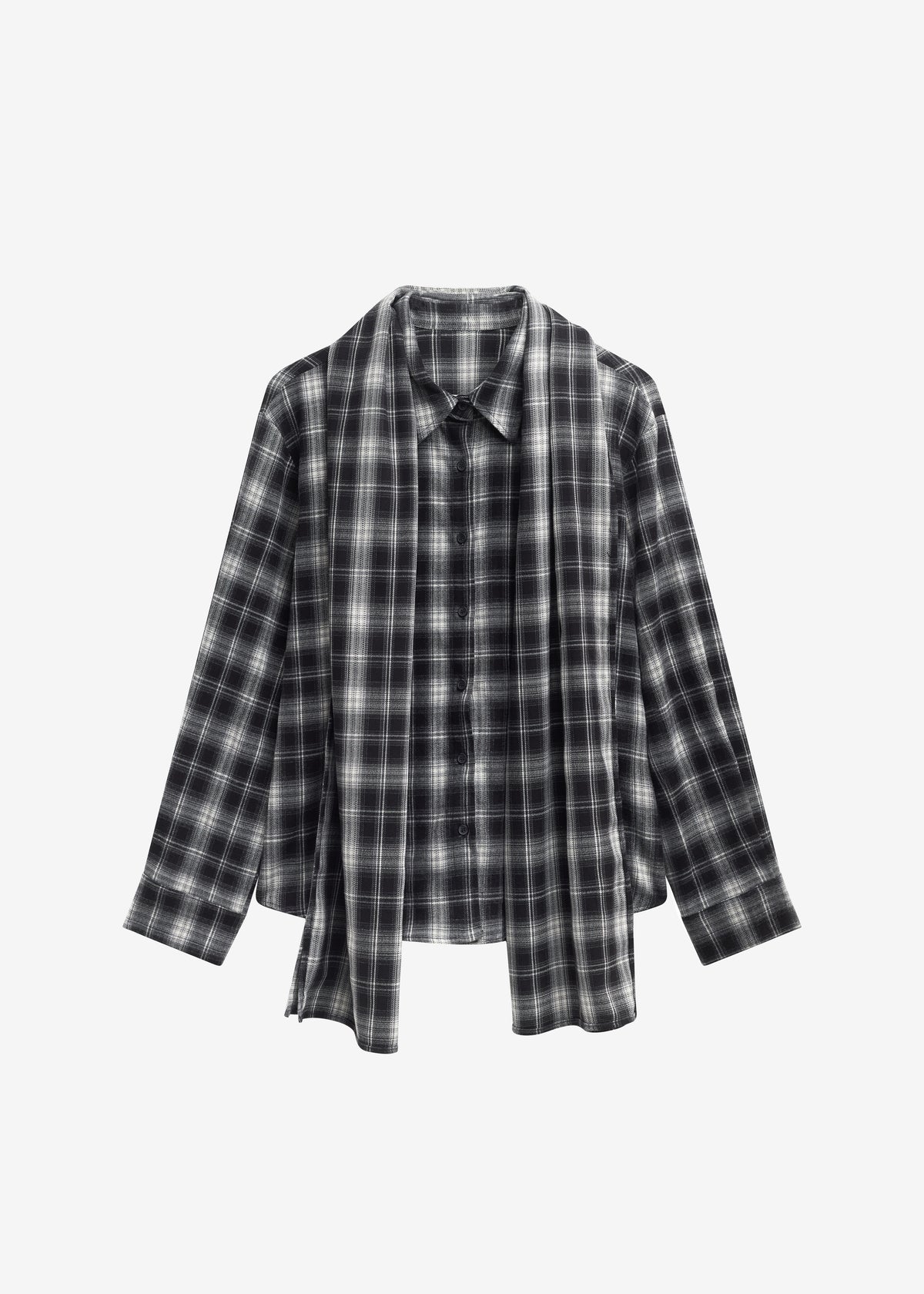 Rue Scarf Shirt - Black Plaid - 10