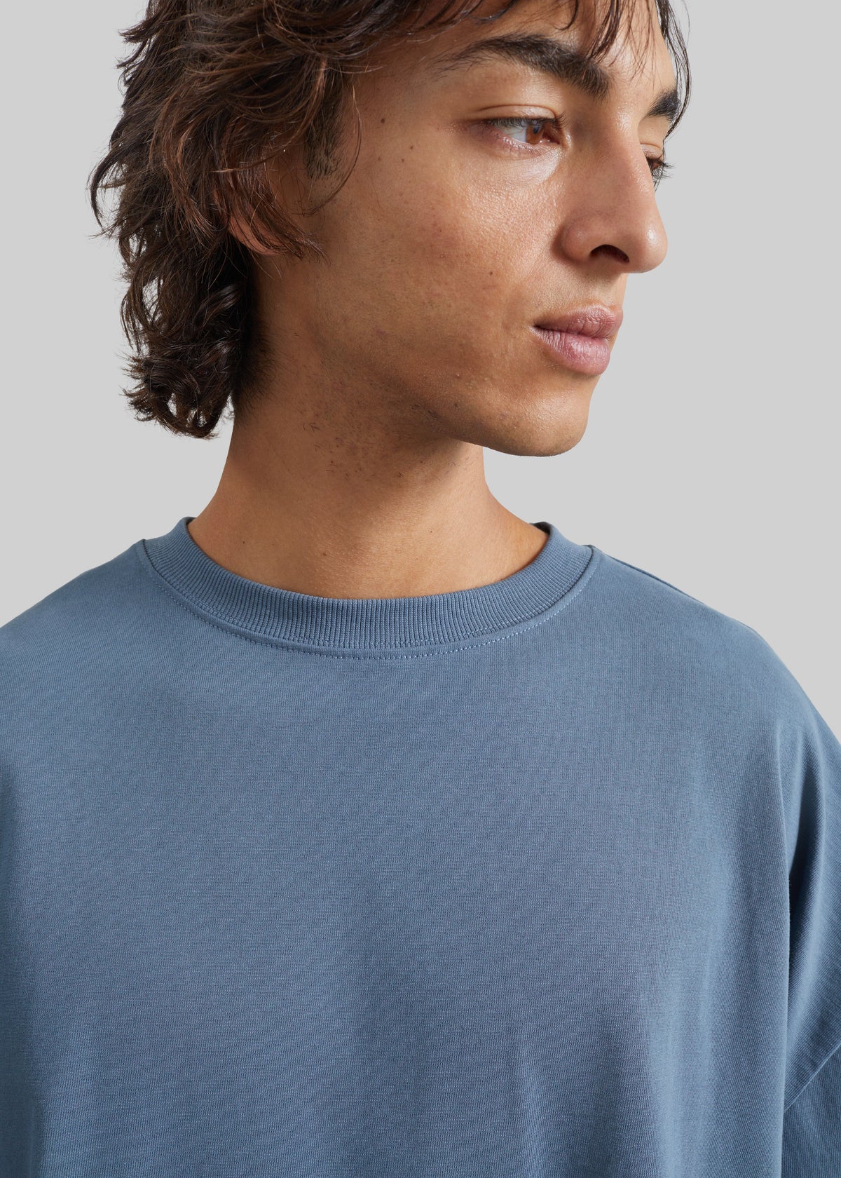 T-shirt oversize Ruelo en coton - Bleu ardoise