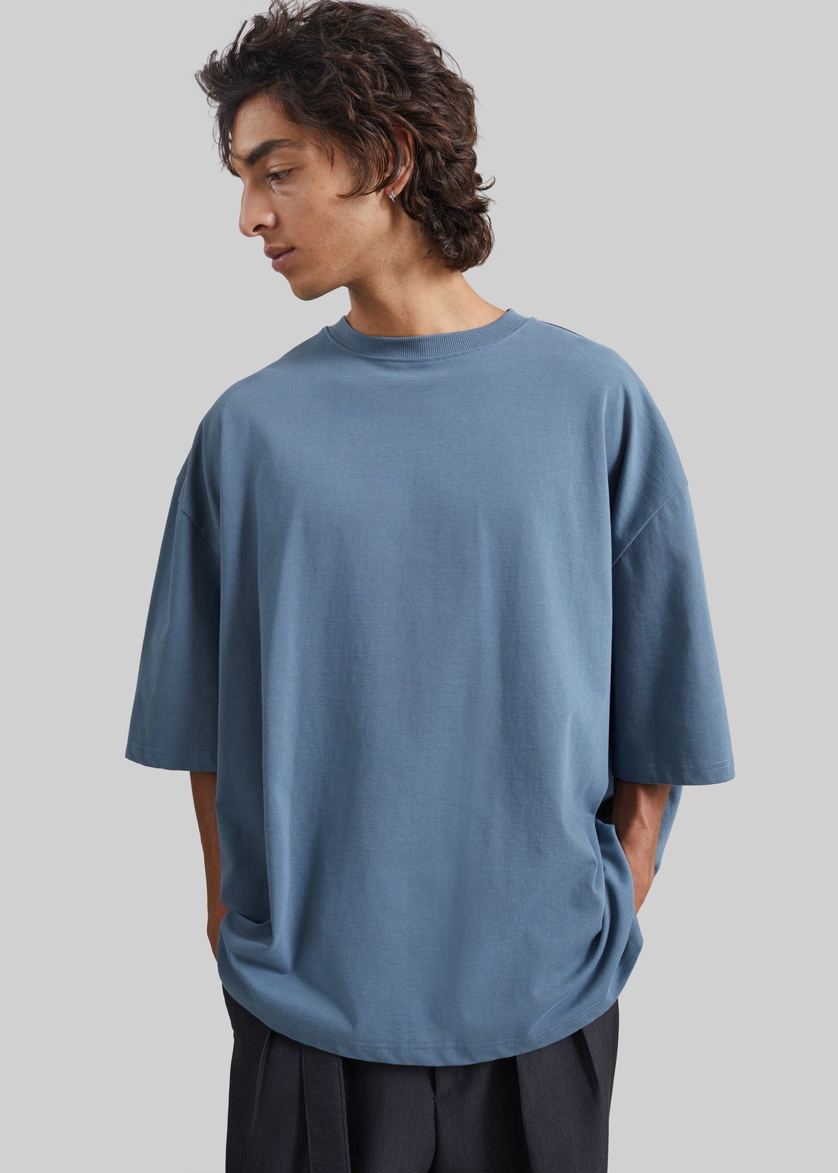 T-shirt oversize Ruelo en coton - Bleu ardoise