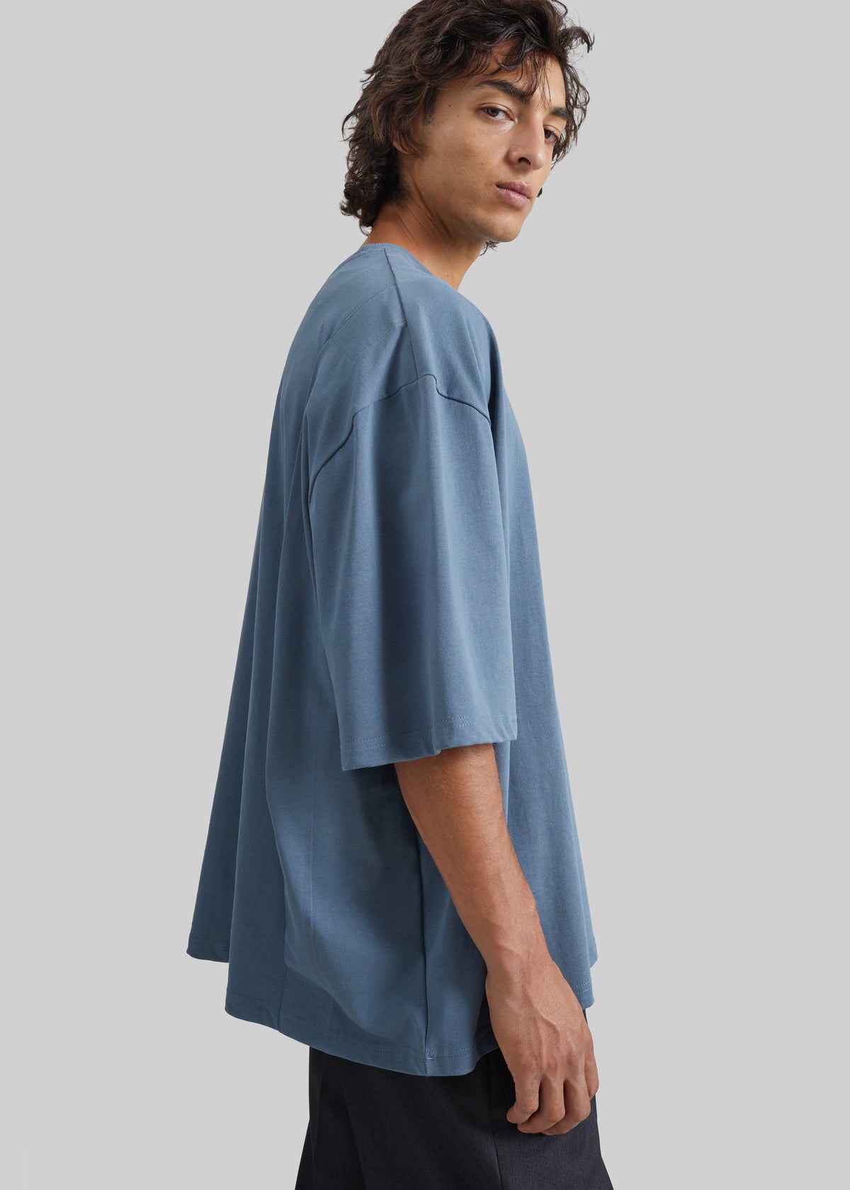 T-shirt oversize Ruelo en coton - Bleu ardoise