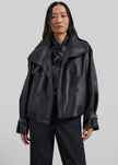 Rufina Double Breasted Faux Leather Jacket - Black