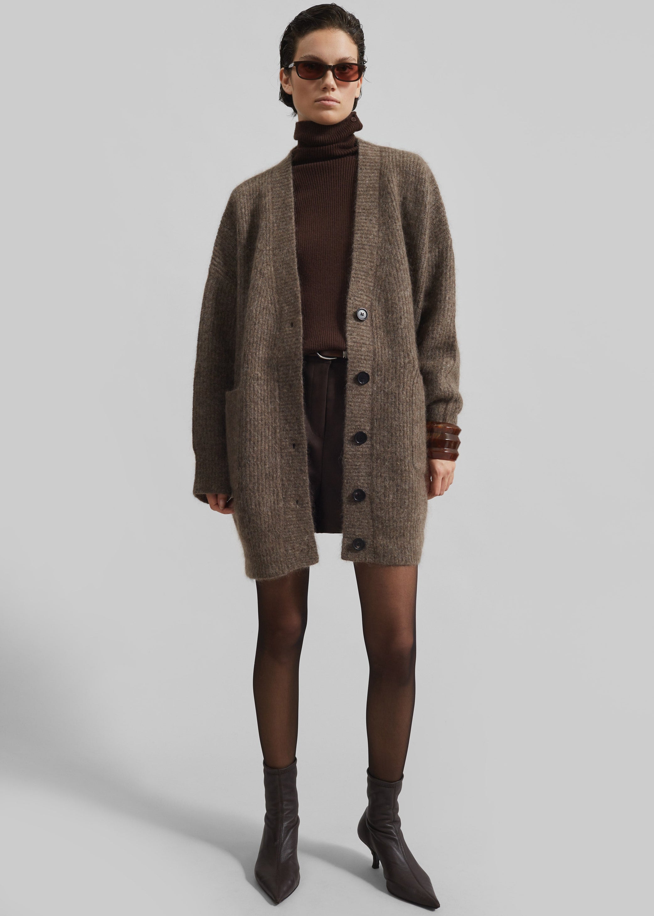 Shop the look image for Ruhr Oversized Mohair Cardigan - Brown