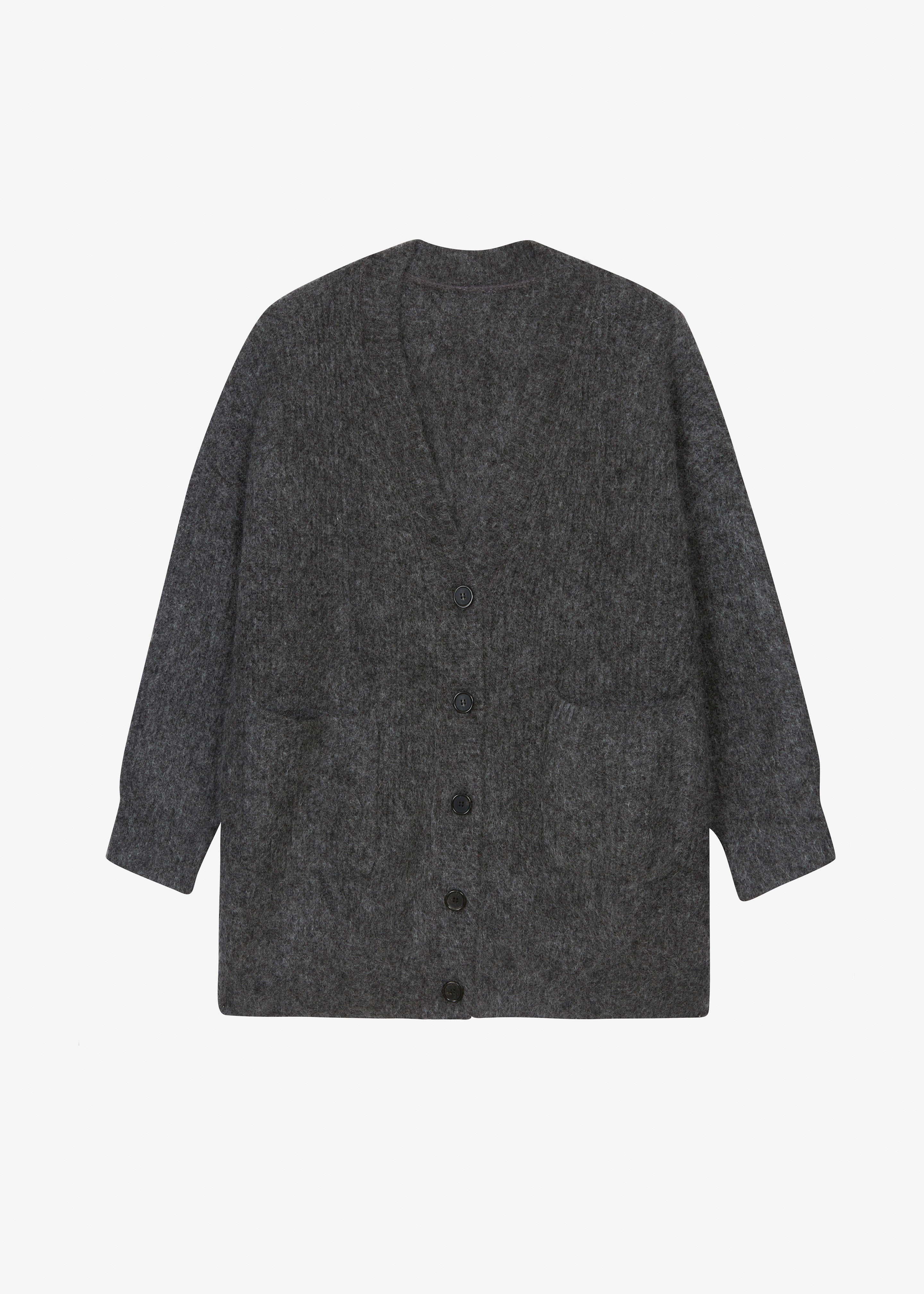 Ruhr Oversized Mohair Cardigan - Dark Grey Melange - 9