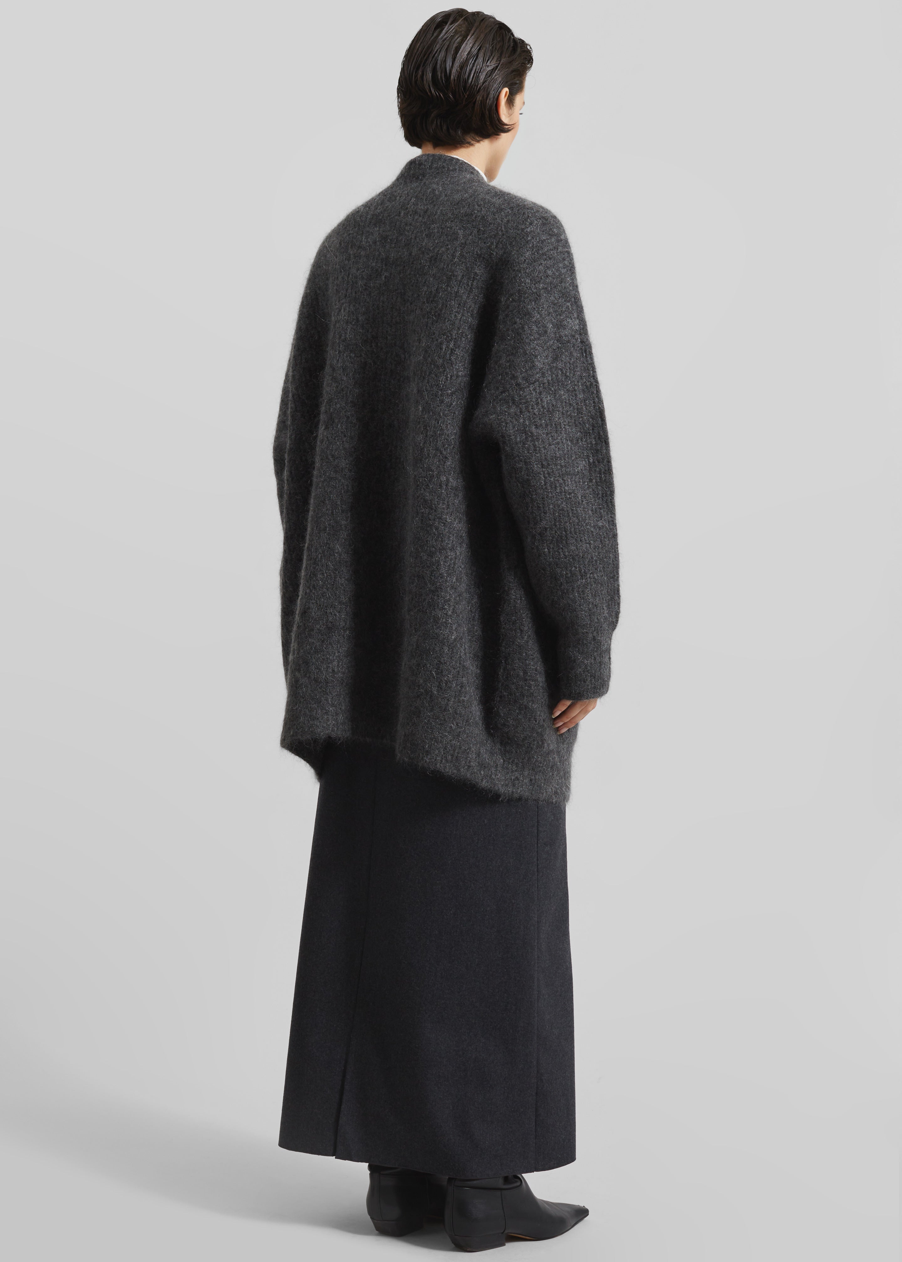 Ruhr Oversized Mohair Cardigan - Dark Grey Melange - 8