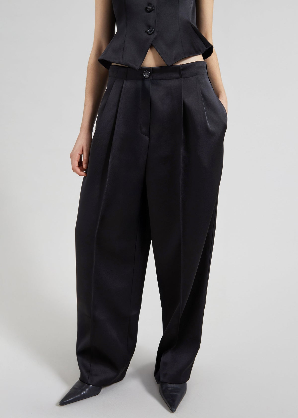 Rui Satin Trousers - Black - 5