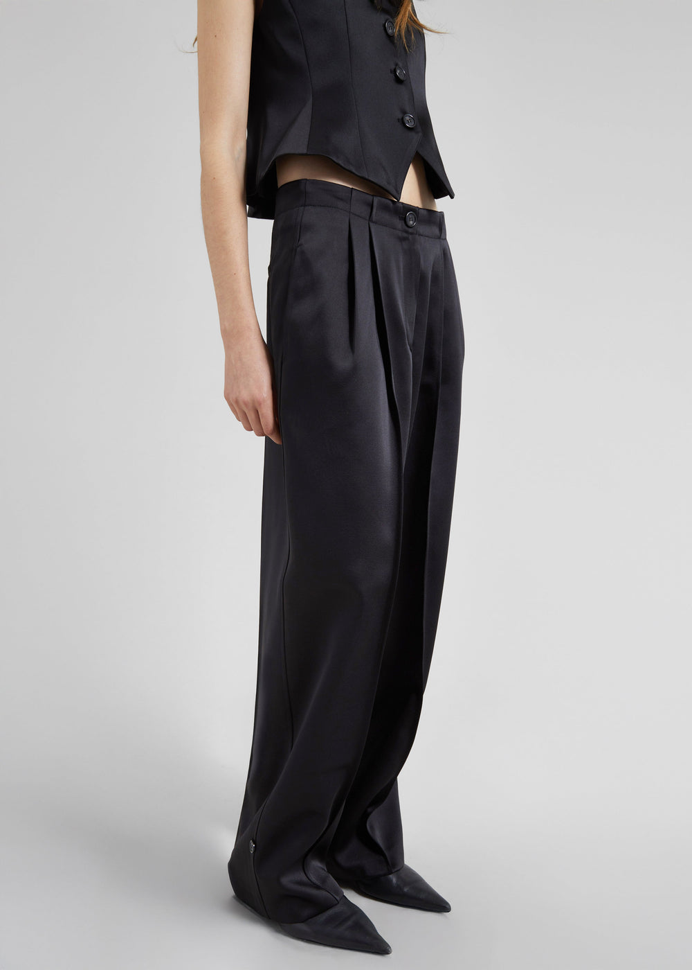 Rui Satin Trousers - Black - 1