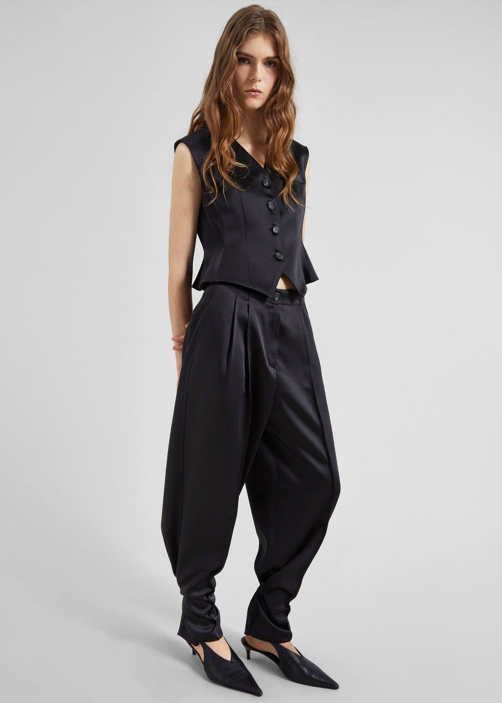 Rui Satin Trousers - Black