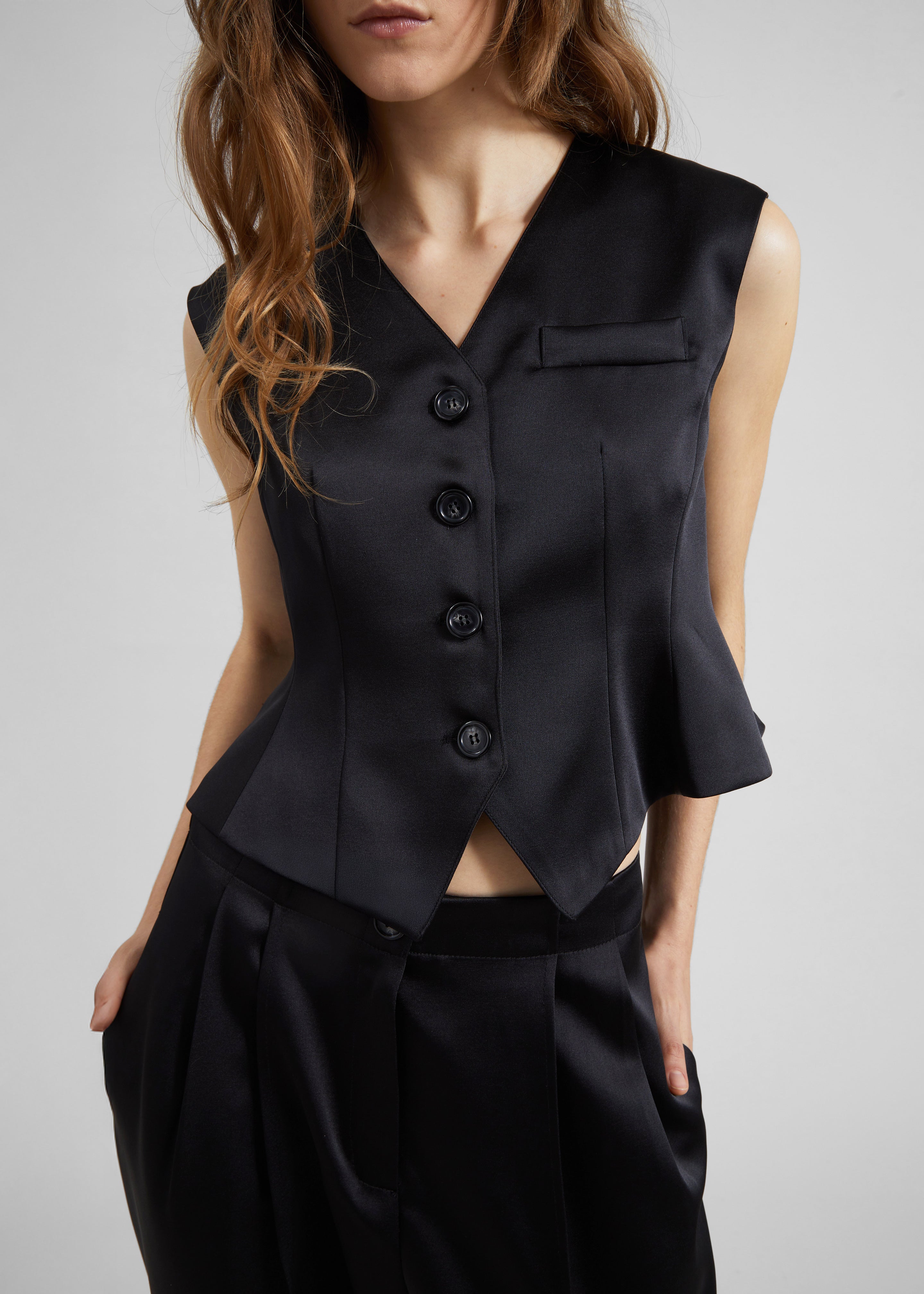 Rui Satin Vest - Black - 2