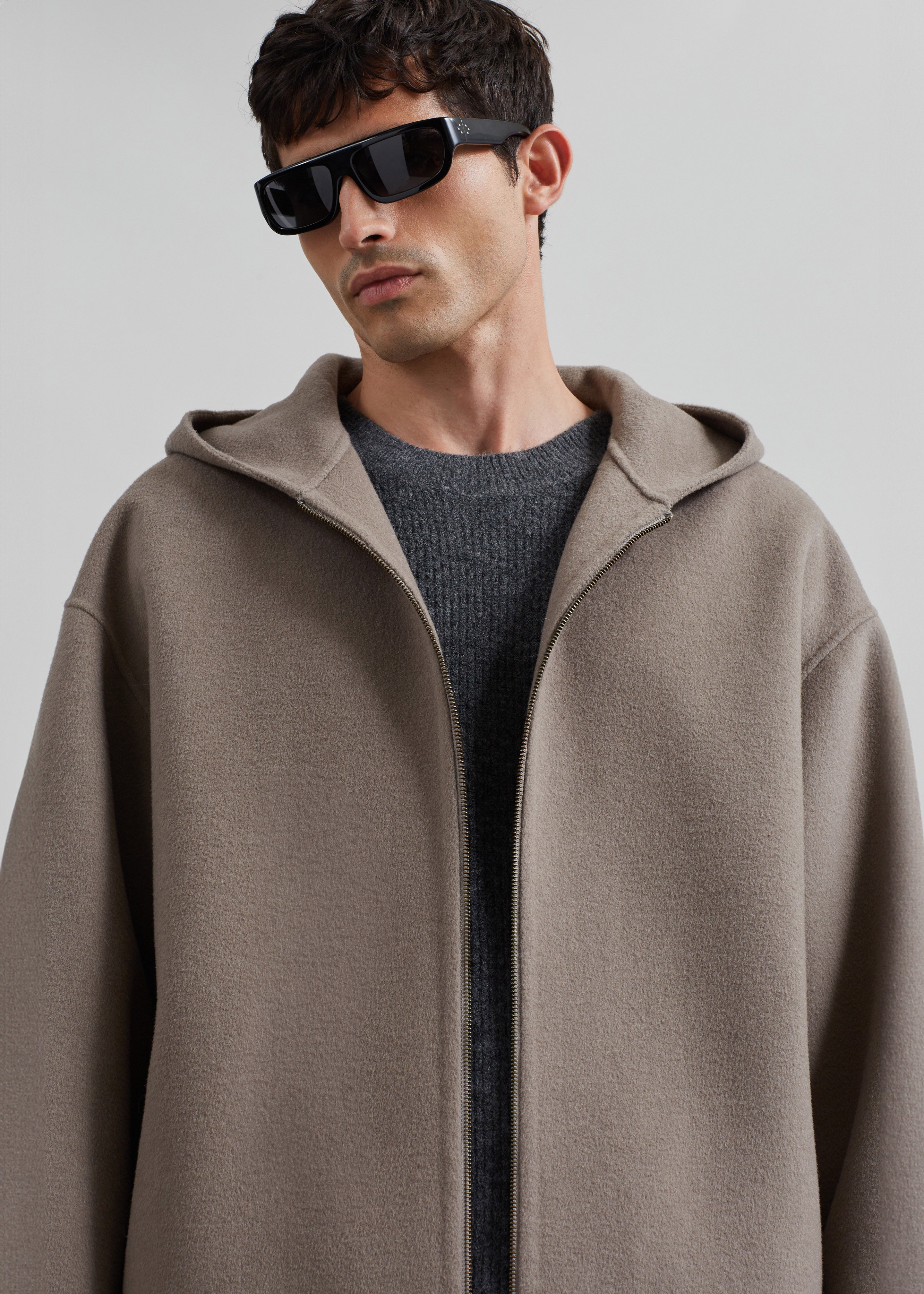 Rye Hooded Wool Jacket - Light Brown - 6