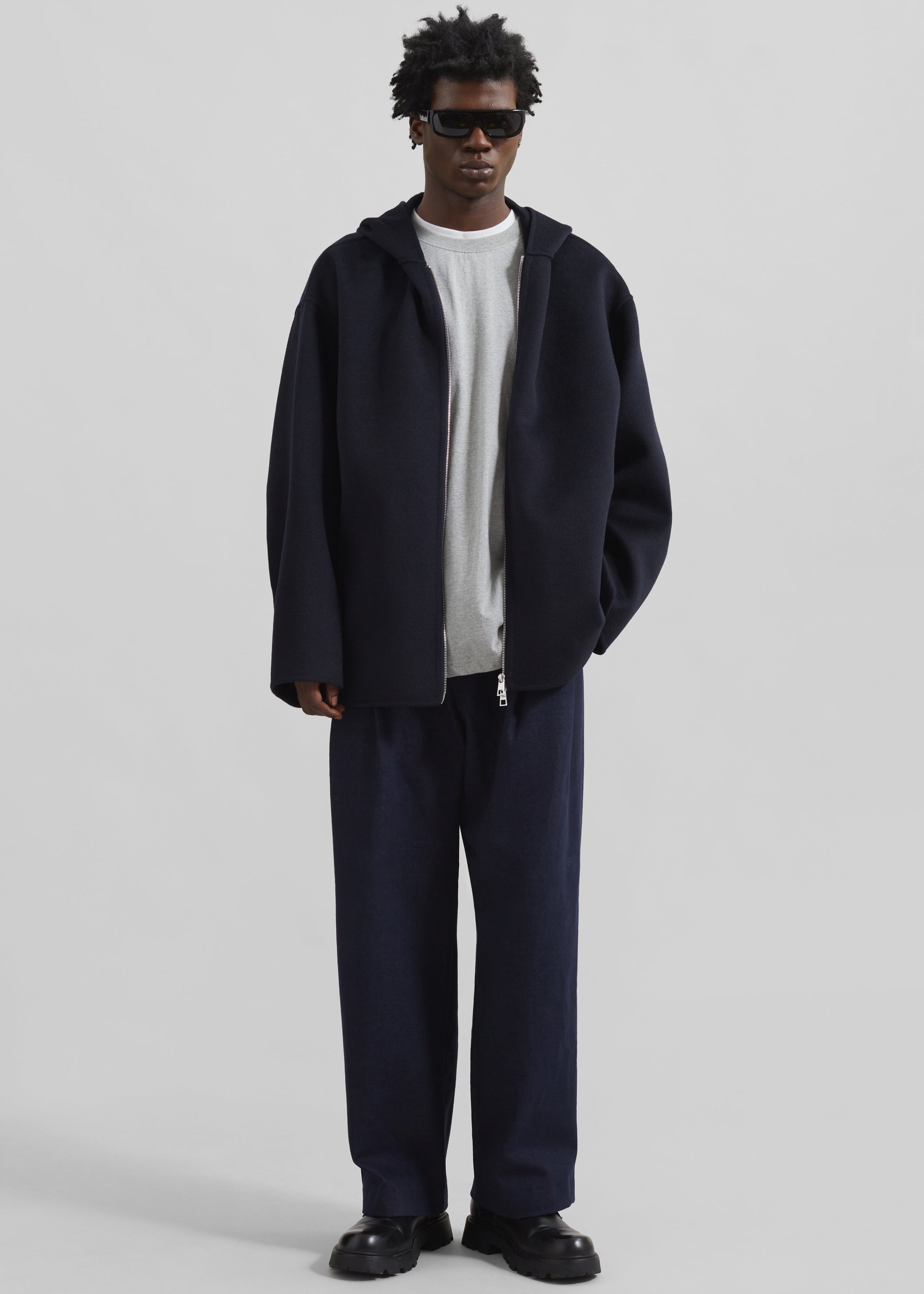 Shop the look image for Rye Hooded Wool Jacket - Navy