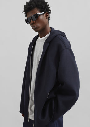 Rye Hooded Wool Jacket - Navy