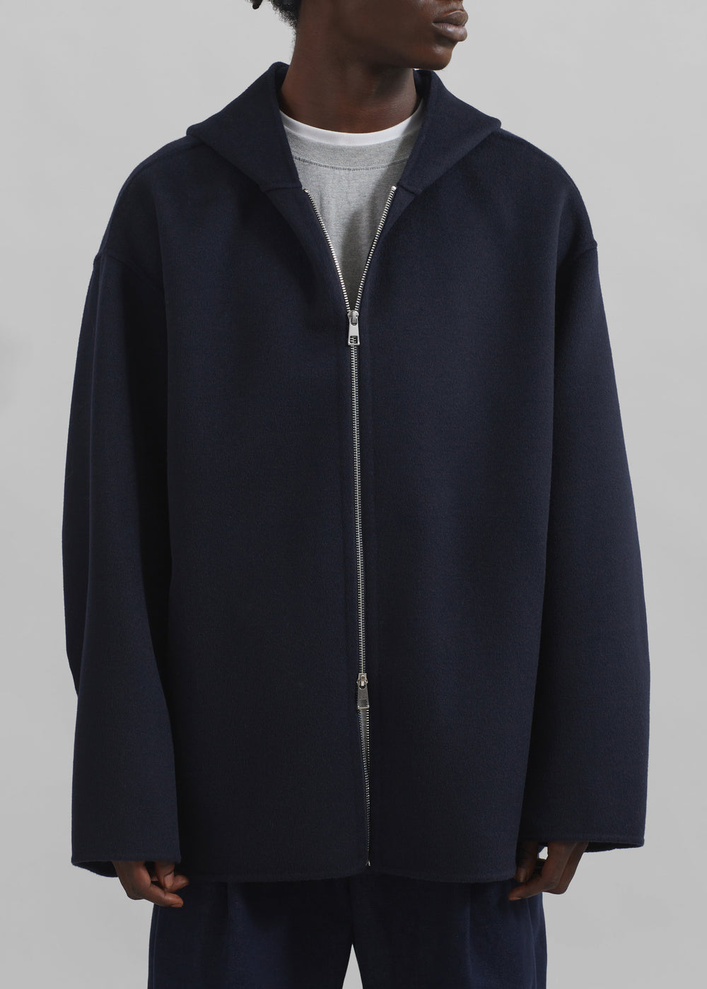 Rye Hooded Wool Jacket - Navy - 1