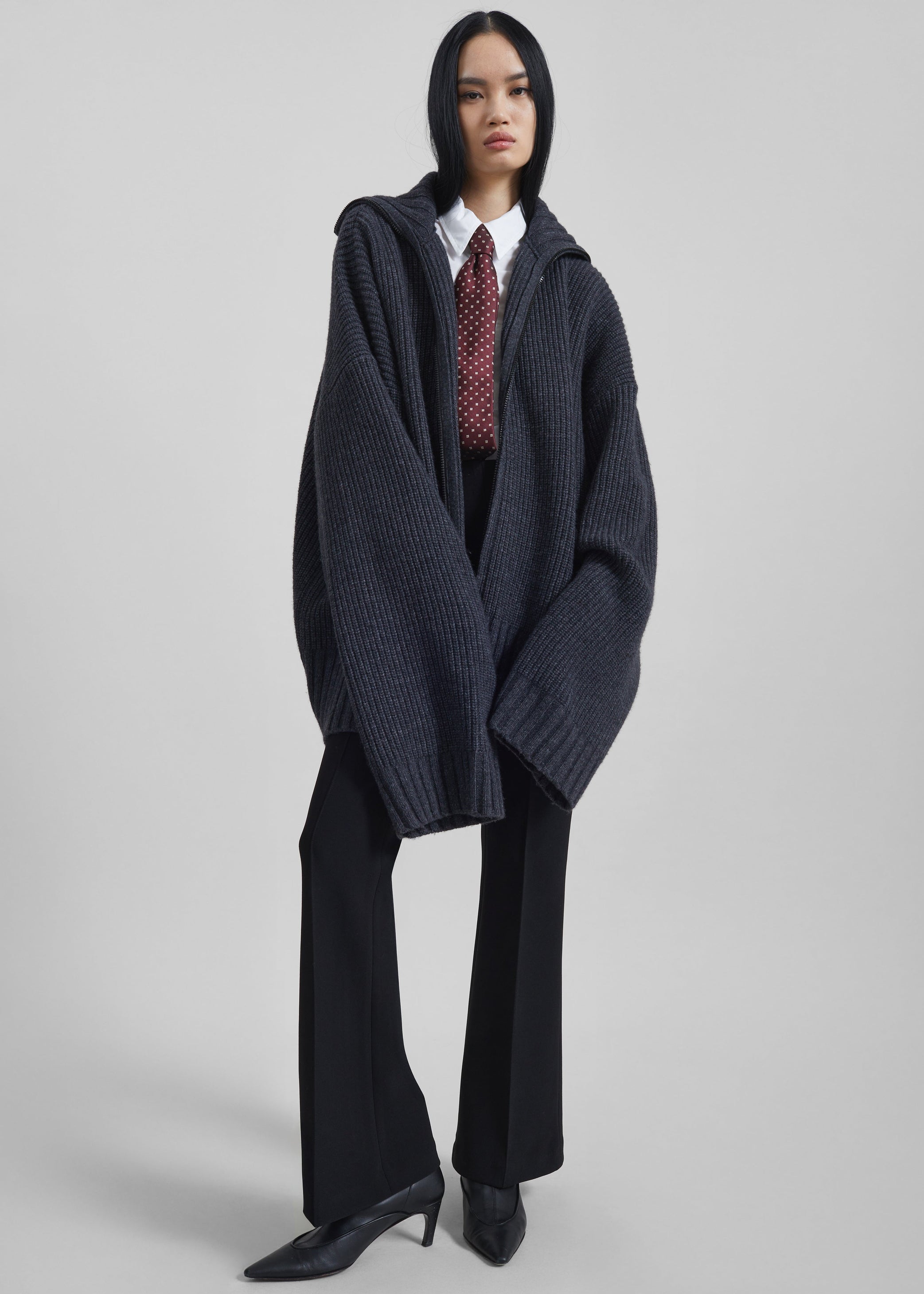 Shop the look image for Saclay Oversized Zip-Up Cardigan - Charcoal