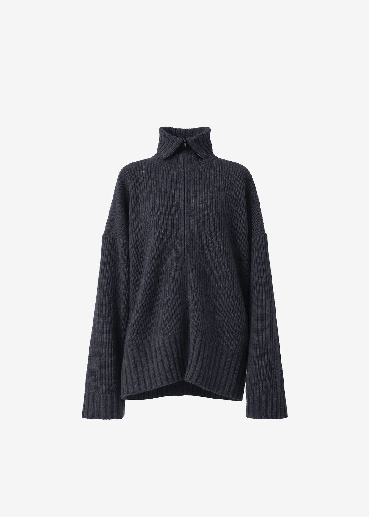 Saclay Oversized Zip-Up Cardigan - Charcoal - 9