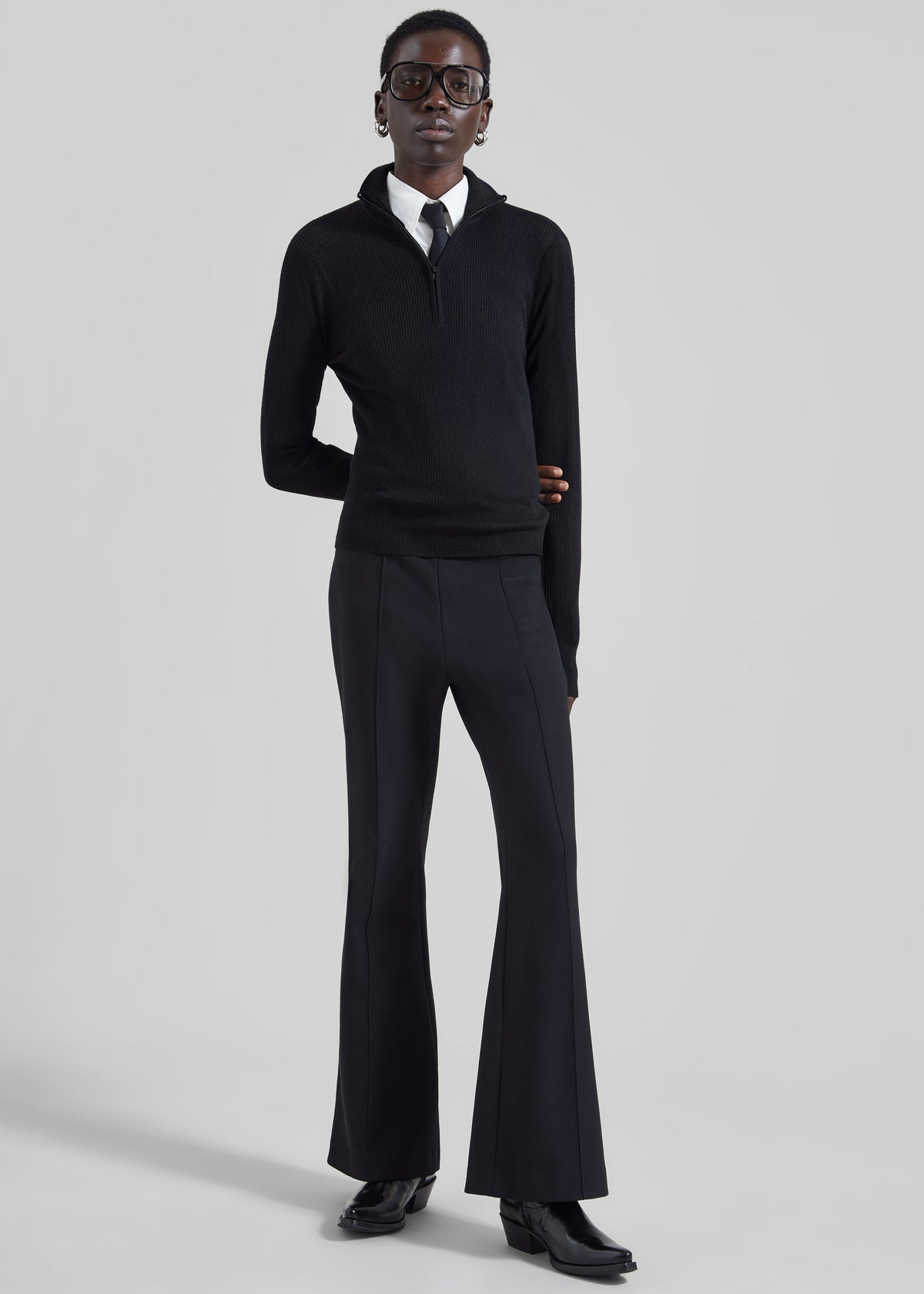 Shop the look image for Sade Knit Zip Sweater - Black