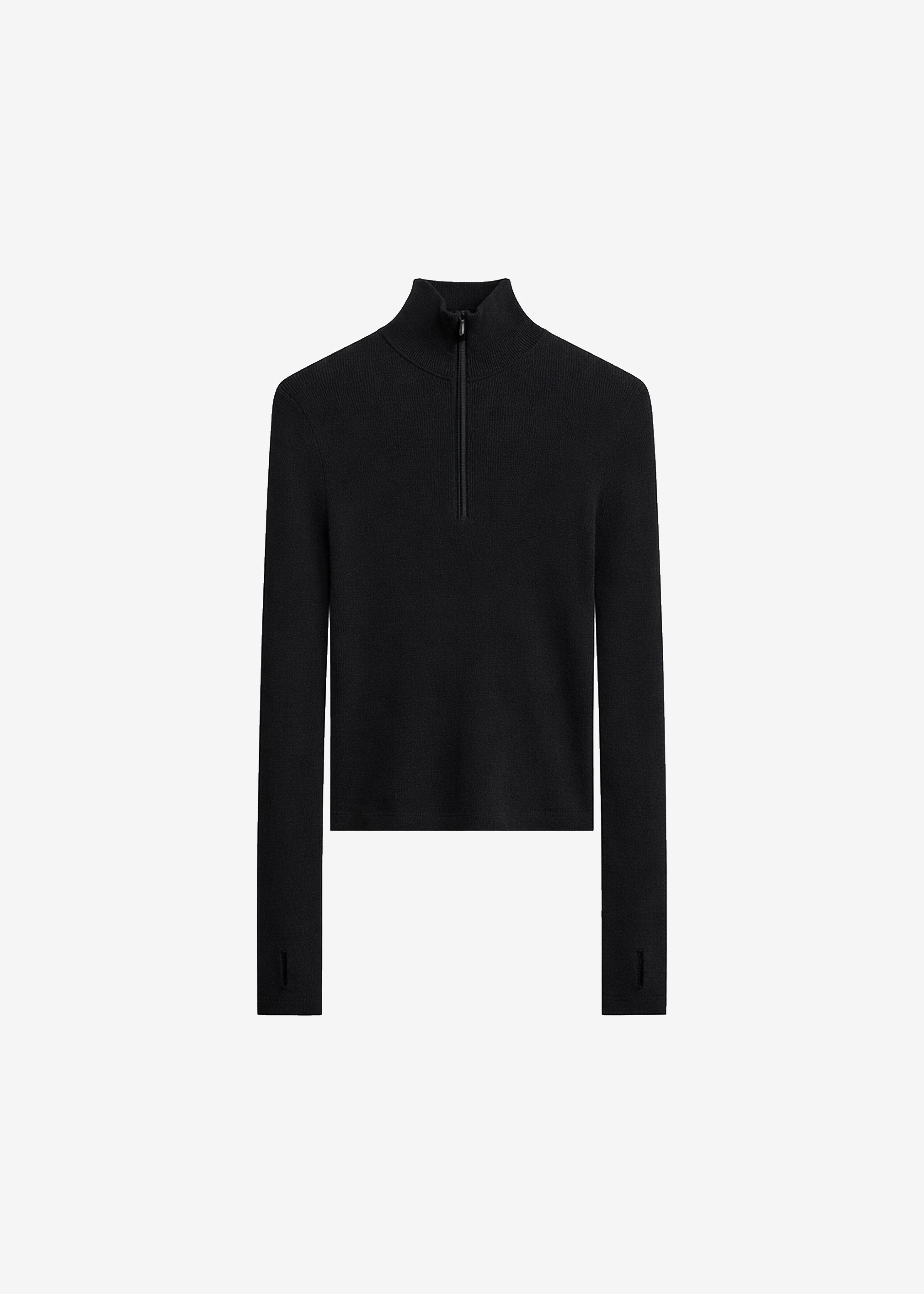 Pull Sade zippé en maille - Noir - 7