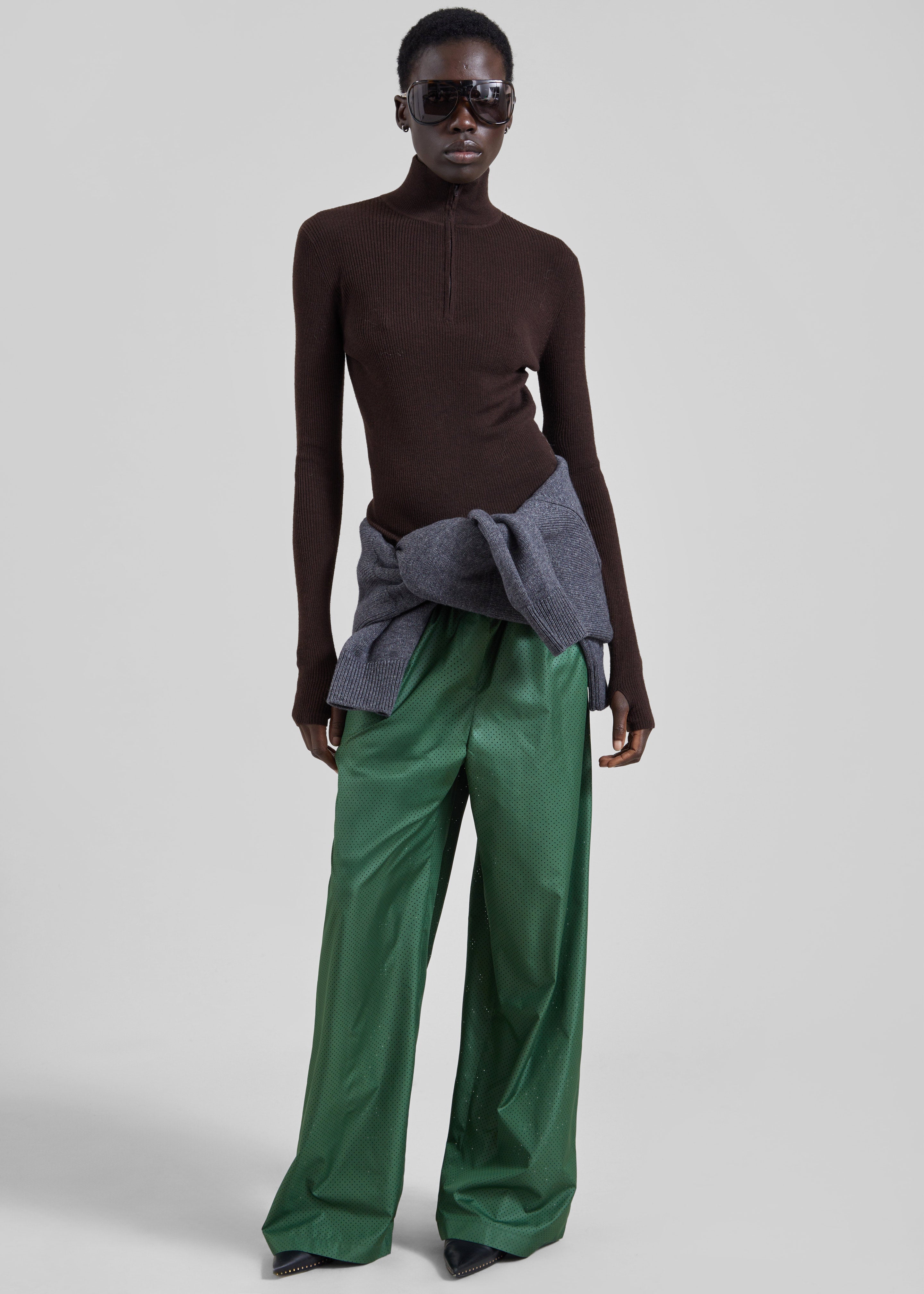 Sade Knit Zip Sweater - Brown/Burgundy – The Frankie Shop Europe