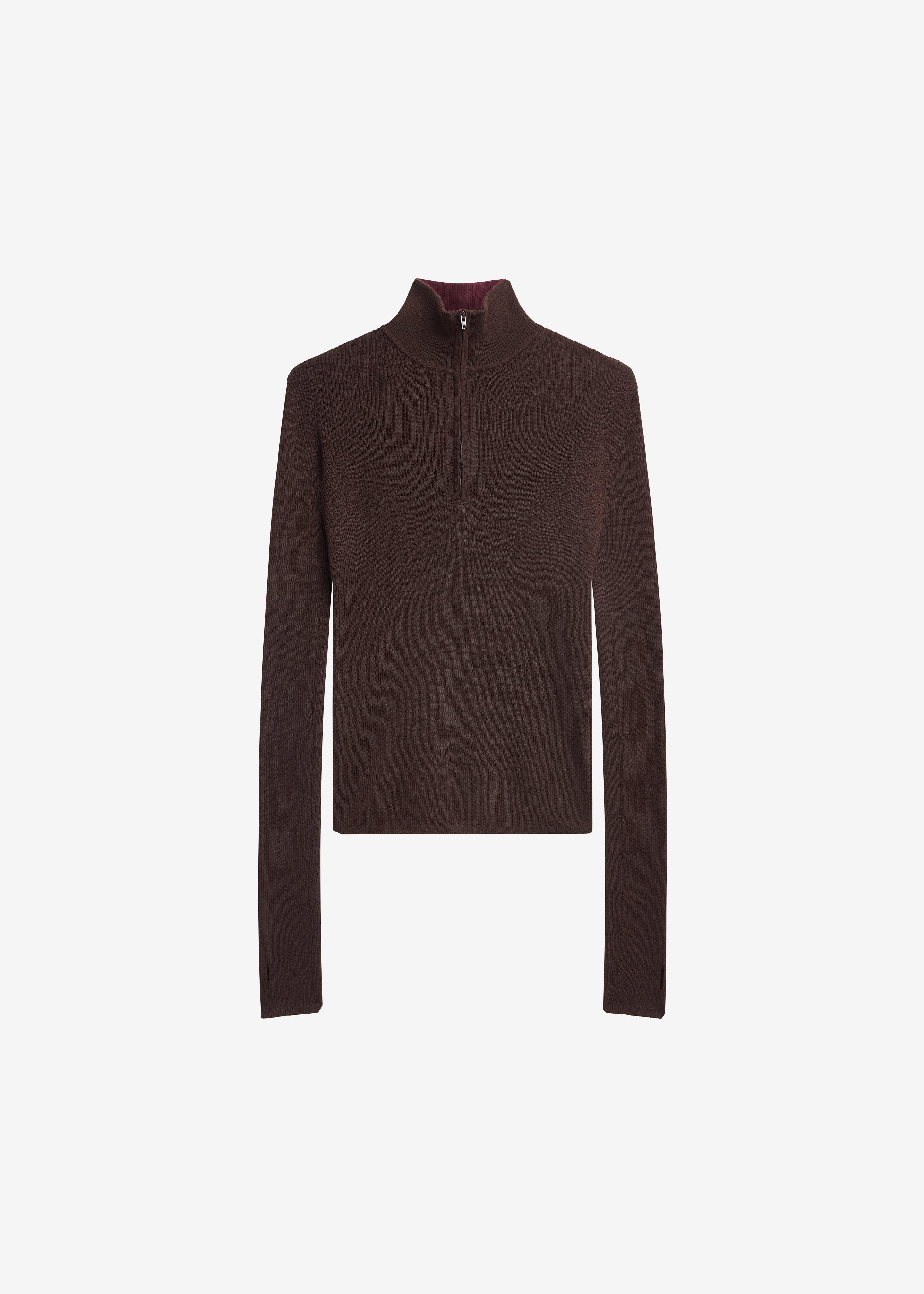 Sade Knit Zip Sweater - Brown/Burgundy – The Frankie Shop Europe