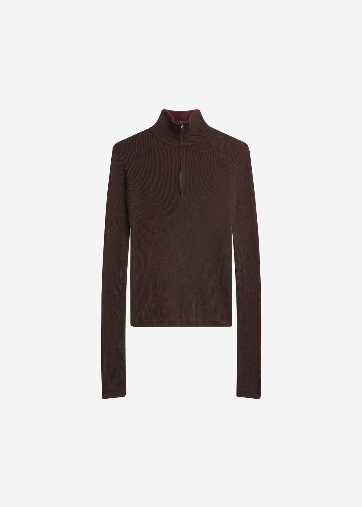 Sade Knit Zip Sweater - Brown/Burgundy - 7