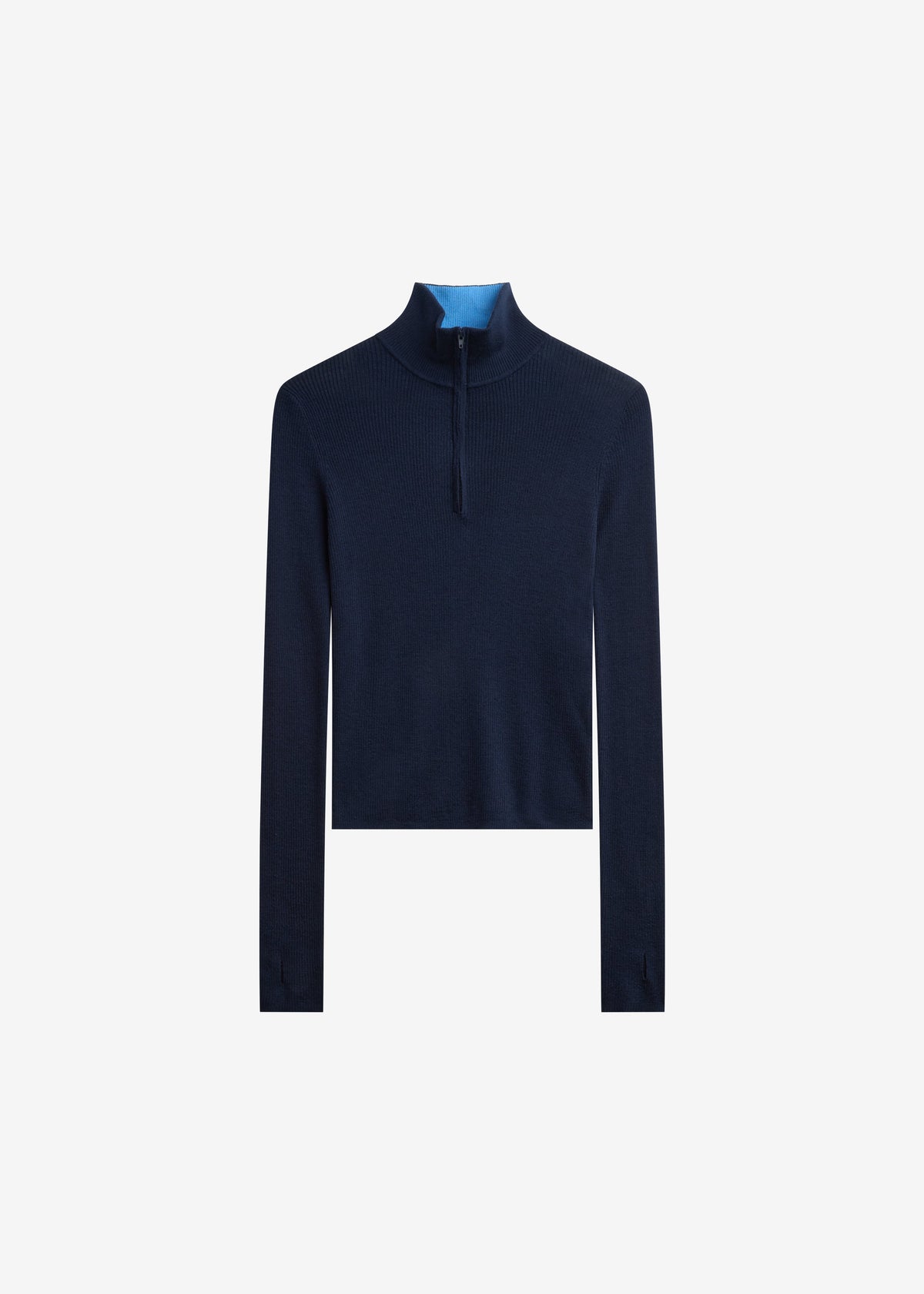 Pull Sade zippé en maille - Bleu marine foncé/Bleu clair - 6