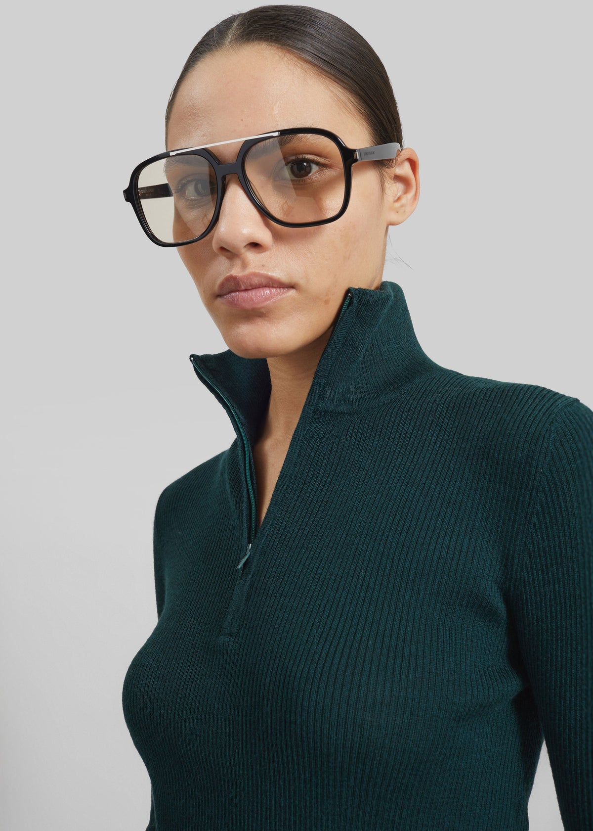 Sade Knit Zip Sweater - Forest Green
