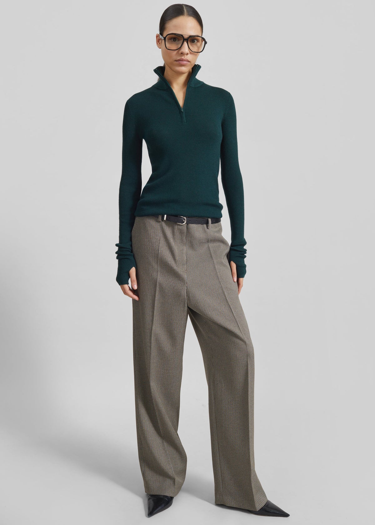 Shop the look image for Sade Knit Zip Sweater - Forest Green