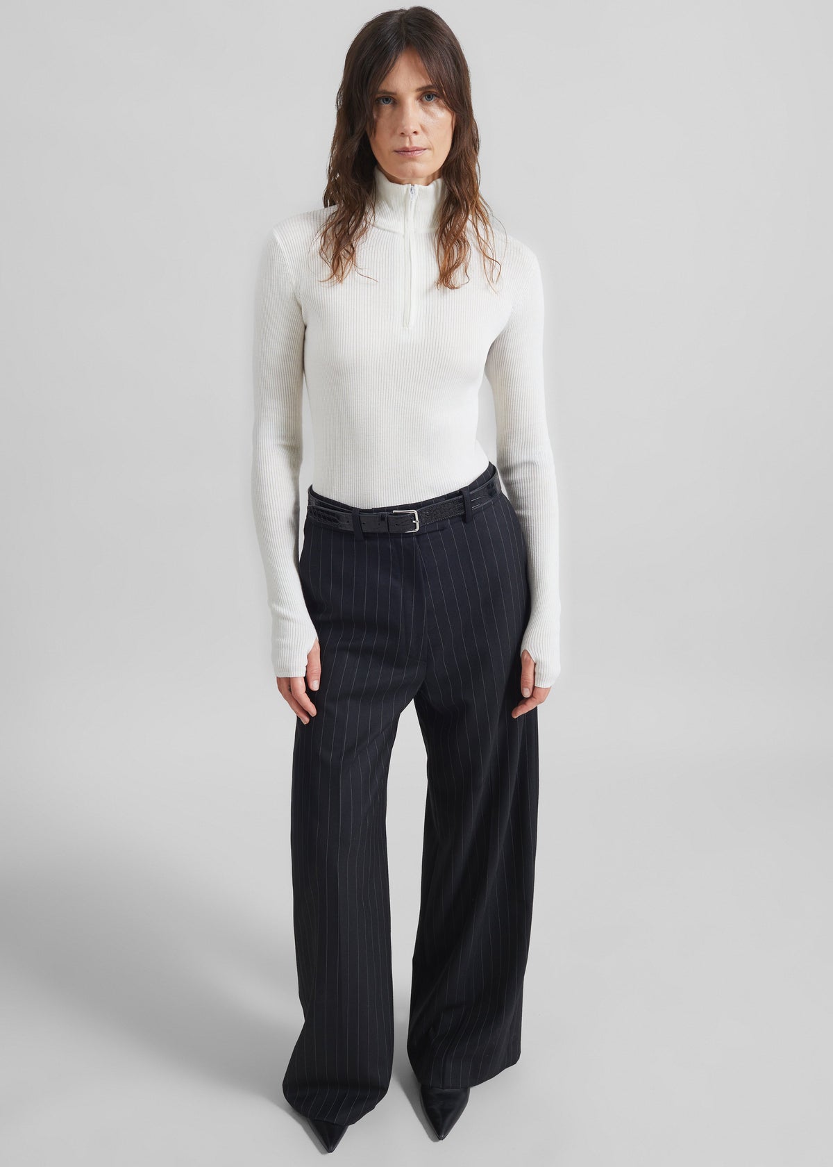 Pull Sade zippé en maille - Blanc - 5