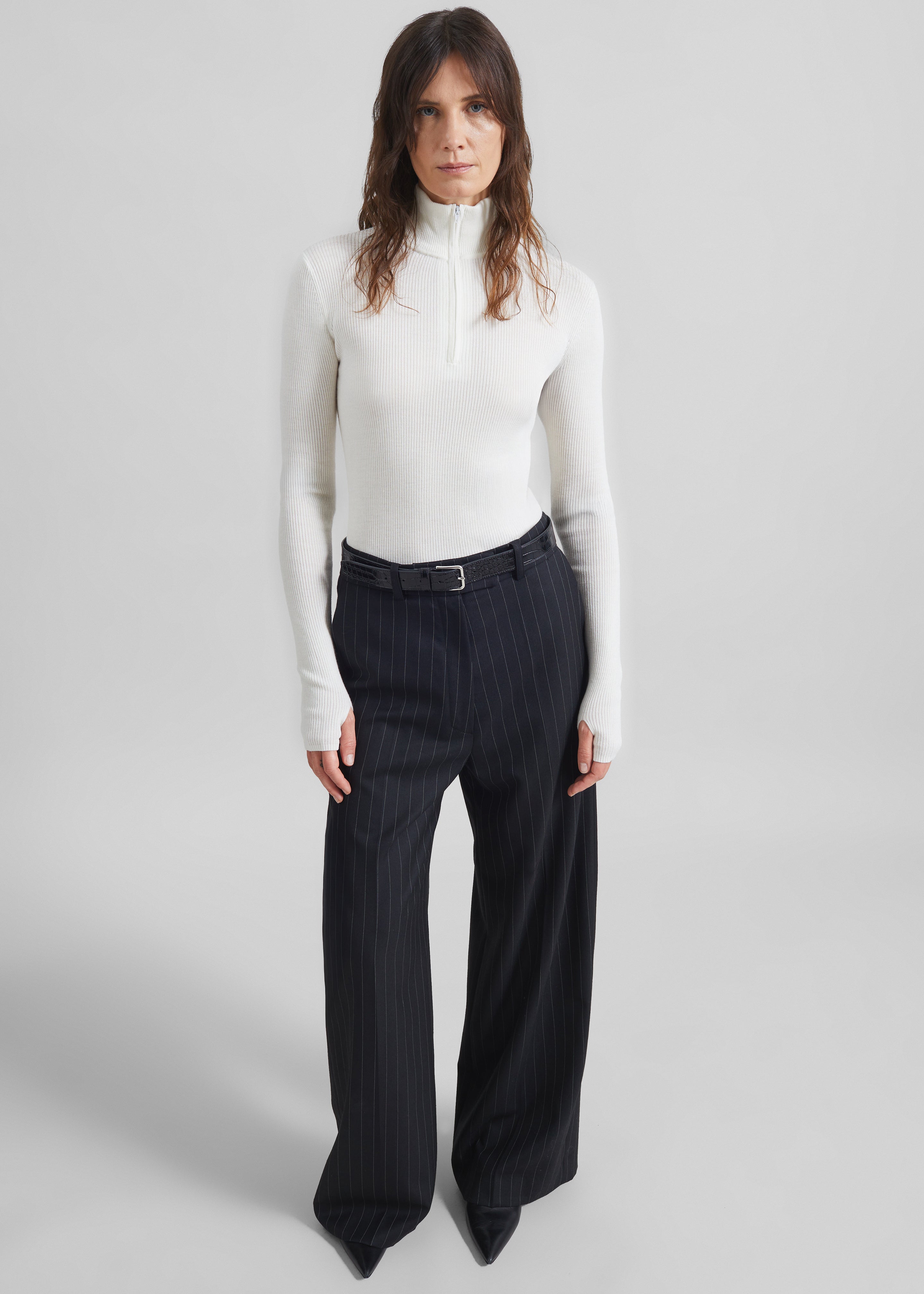 Pull Sade zippé en maille - Blanc - 5
