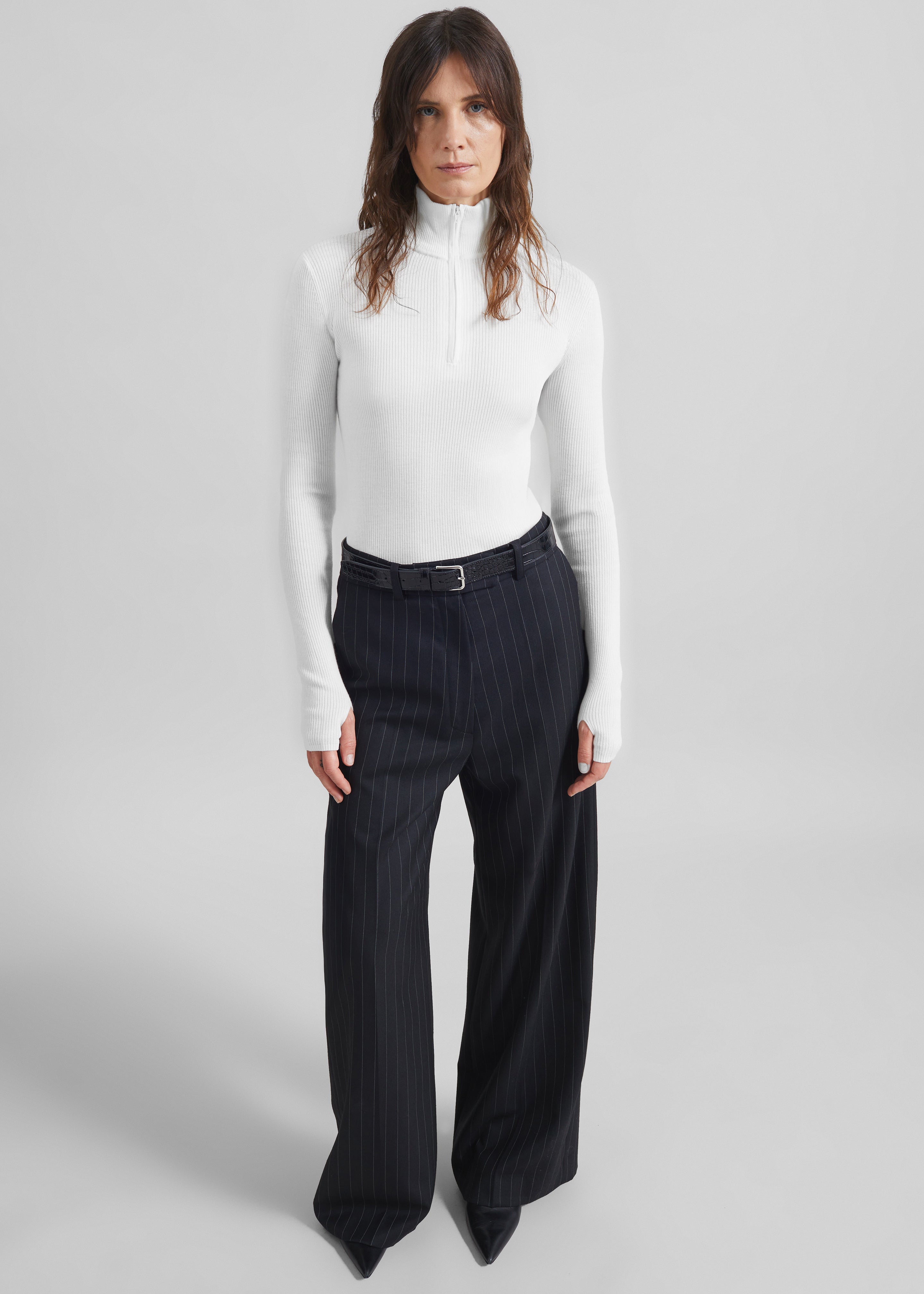 Sade Knit Zip Sweater - White - 5