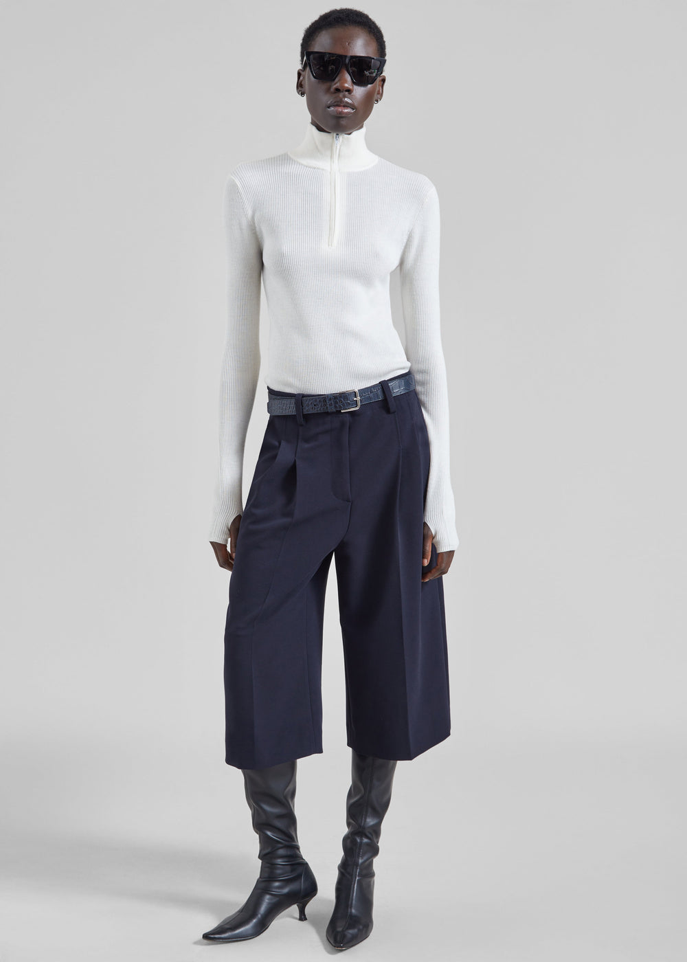 Sade Knit Zip Sweater - White - 1