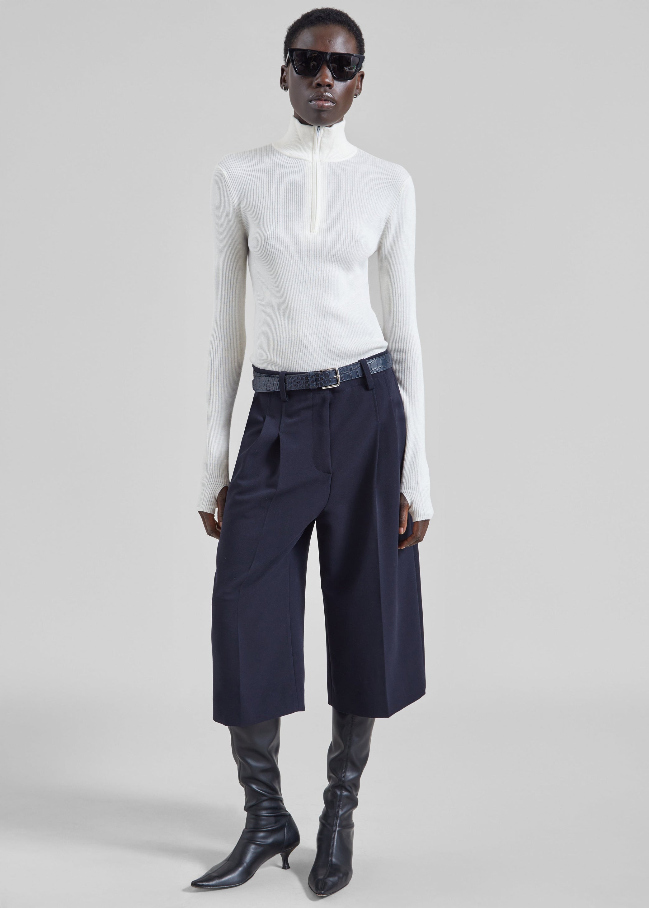 Shop the look image for Sade Knit Zip Sweater - White