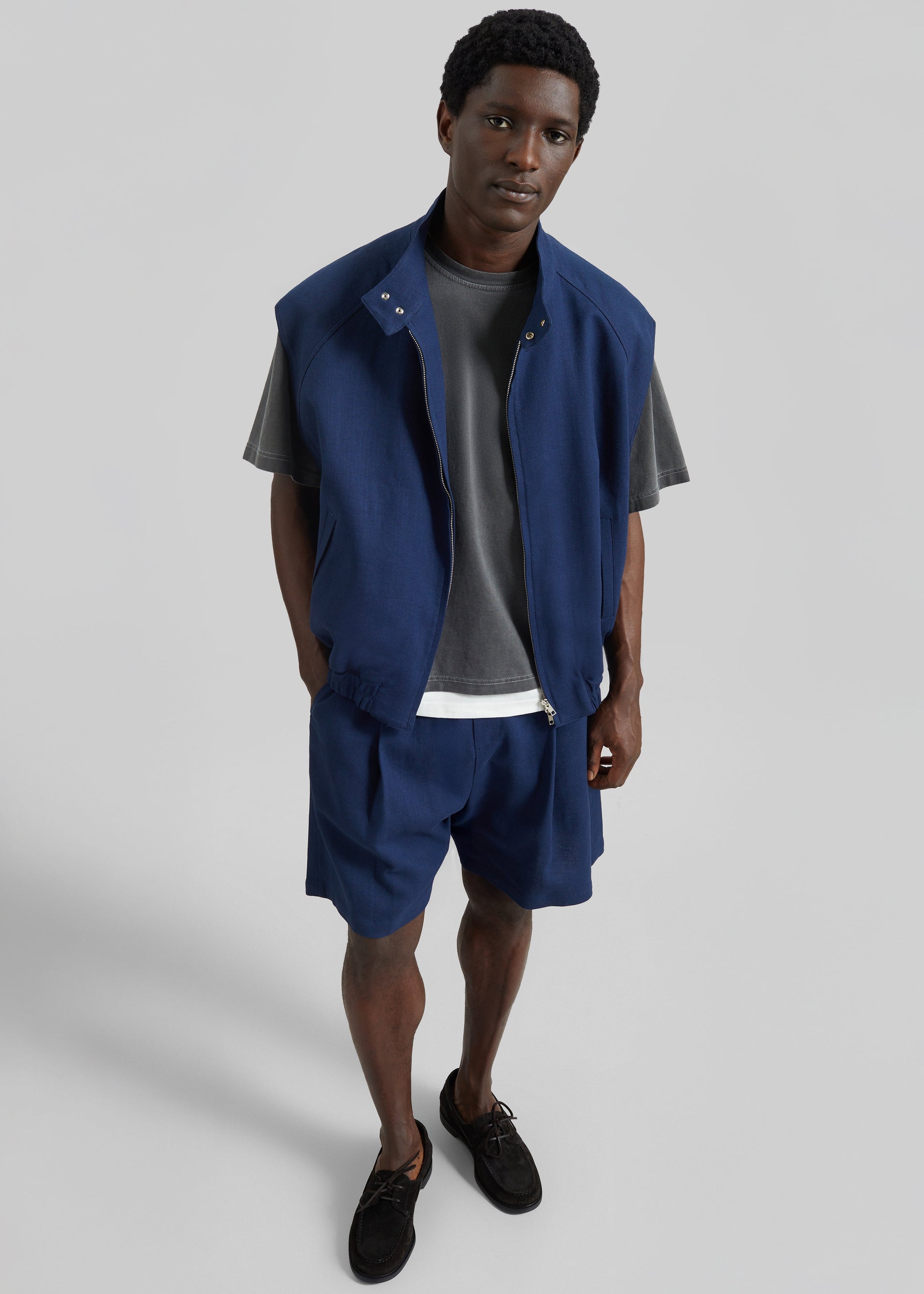 Shop the look image for Sagres Linen Bermuda Shorts - Navy